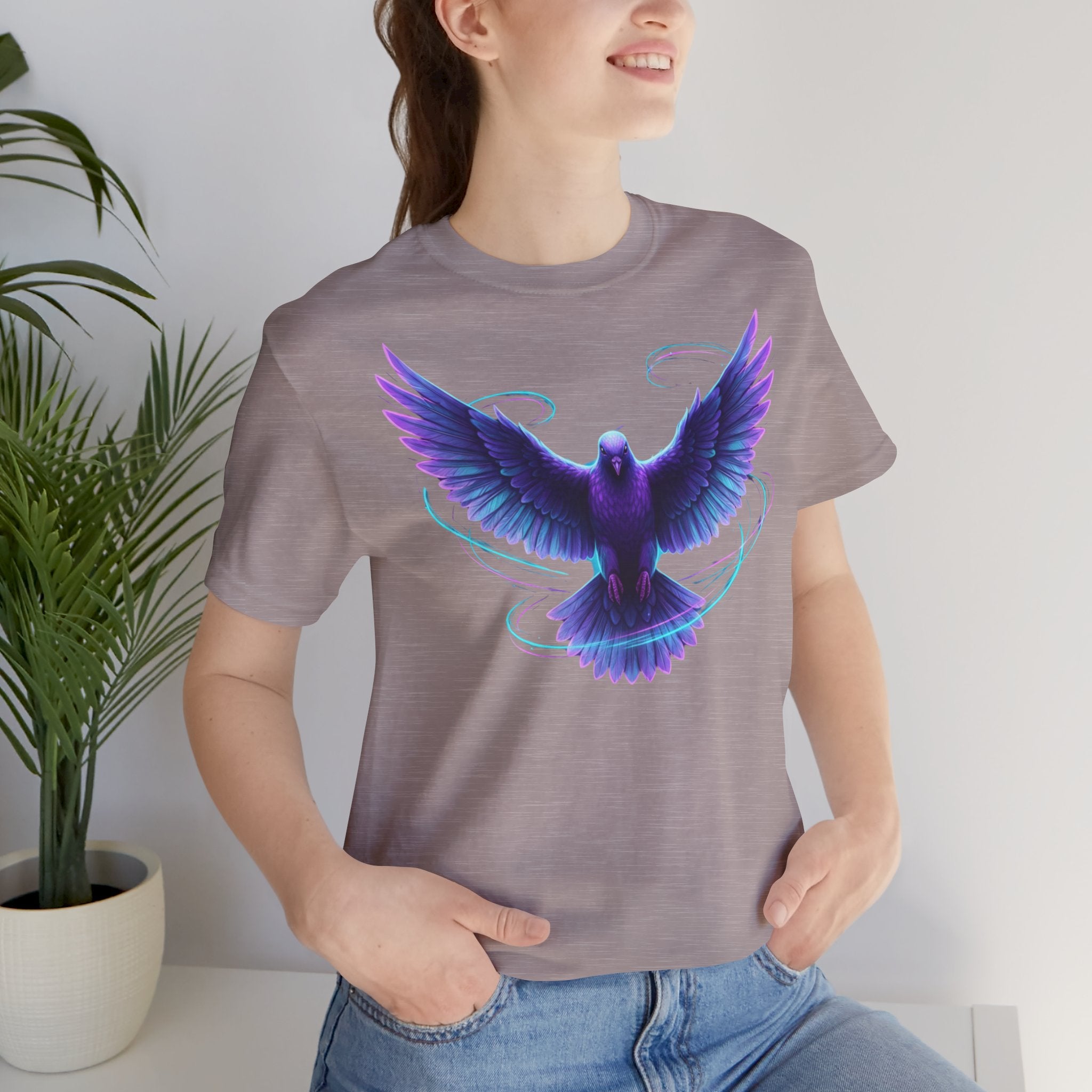 Mystic Raven Tee — Purple Glowing Dove Graphic T-Shirt