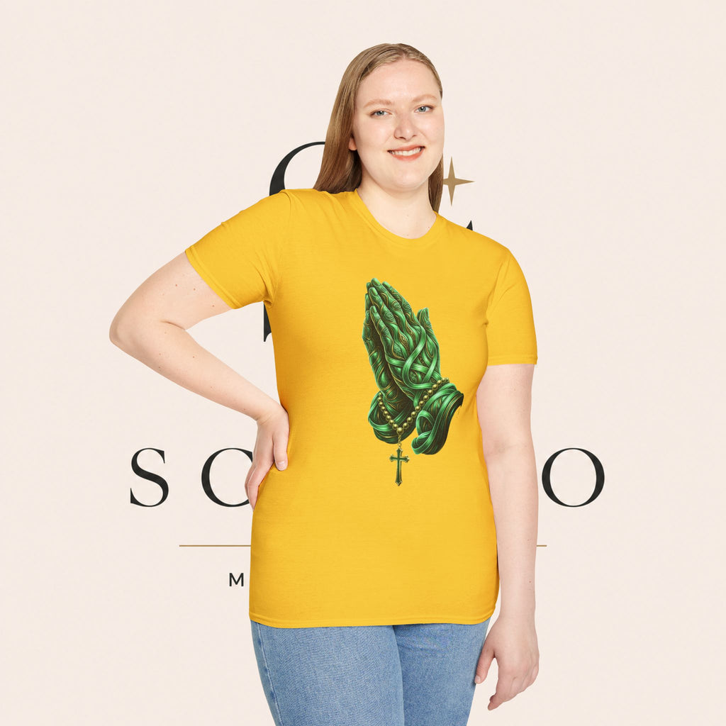Praying Hands T‑Shirt — Green Vines Prayer Hands Graphic Tee