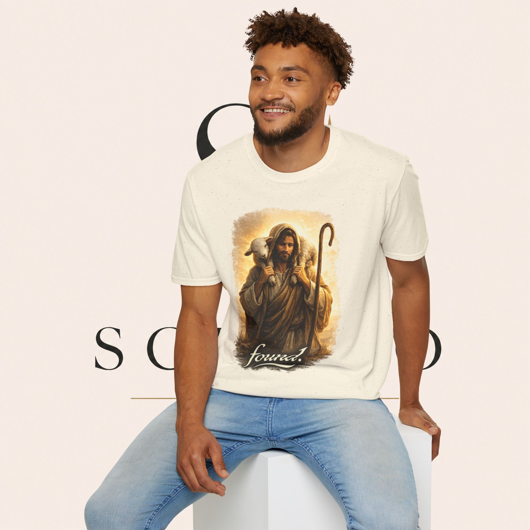 Jesus the Good Shepherd T-Shirt — 'Found.' Christian Faith Tee
