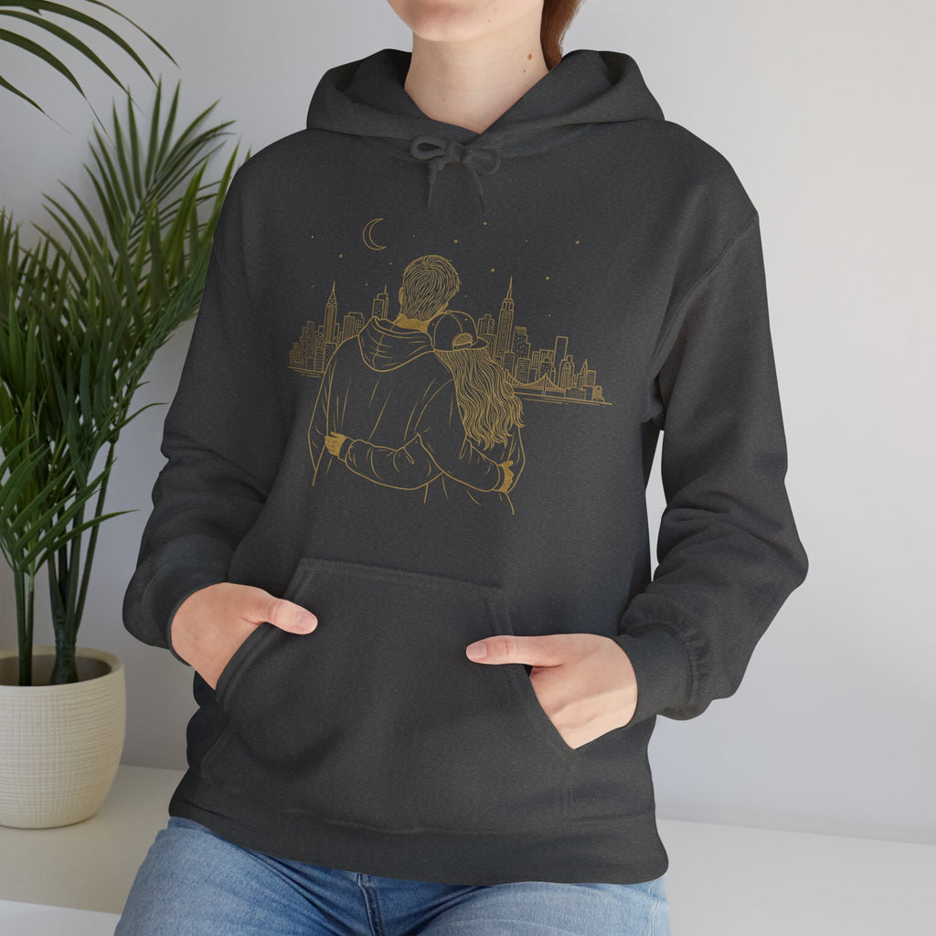 Couple Silhouette Hoodie – Romantic Cityscape 'Together' Pullover