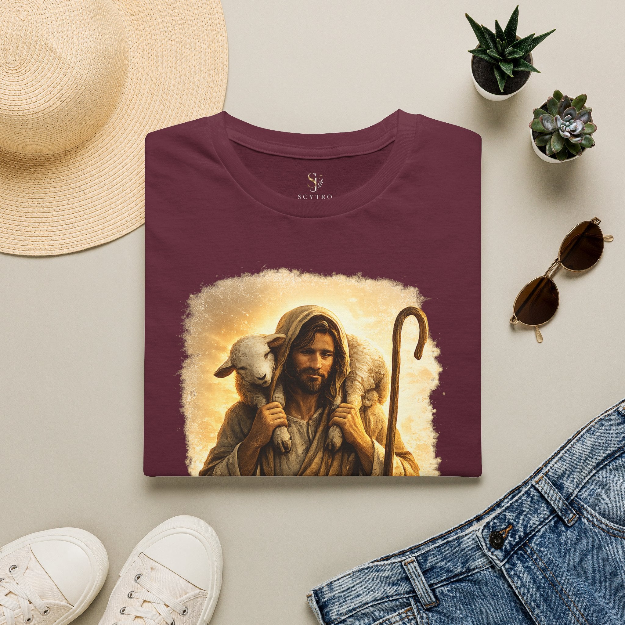 Jesus the Good Shepherd T-Shirt — 'Found.' Christian Faith Tee