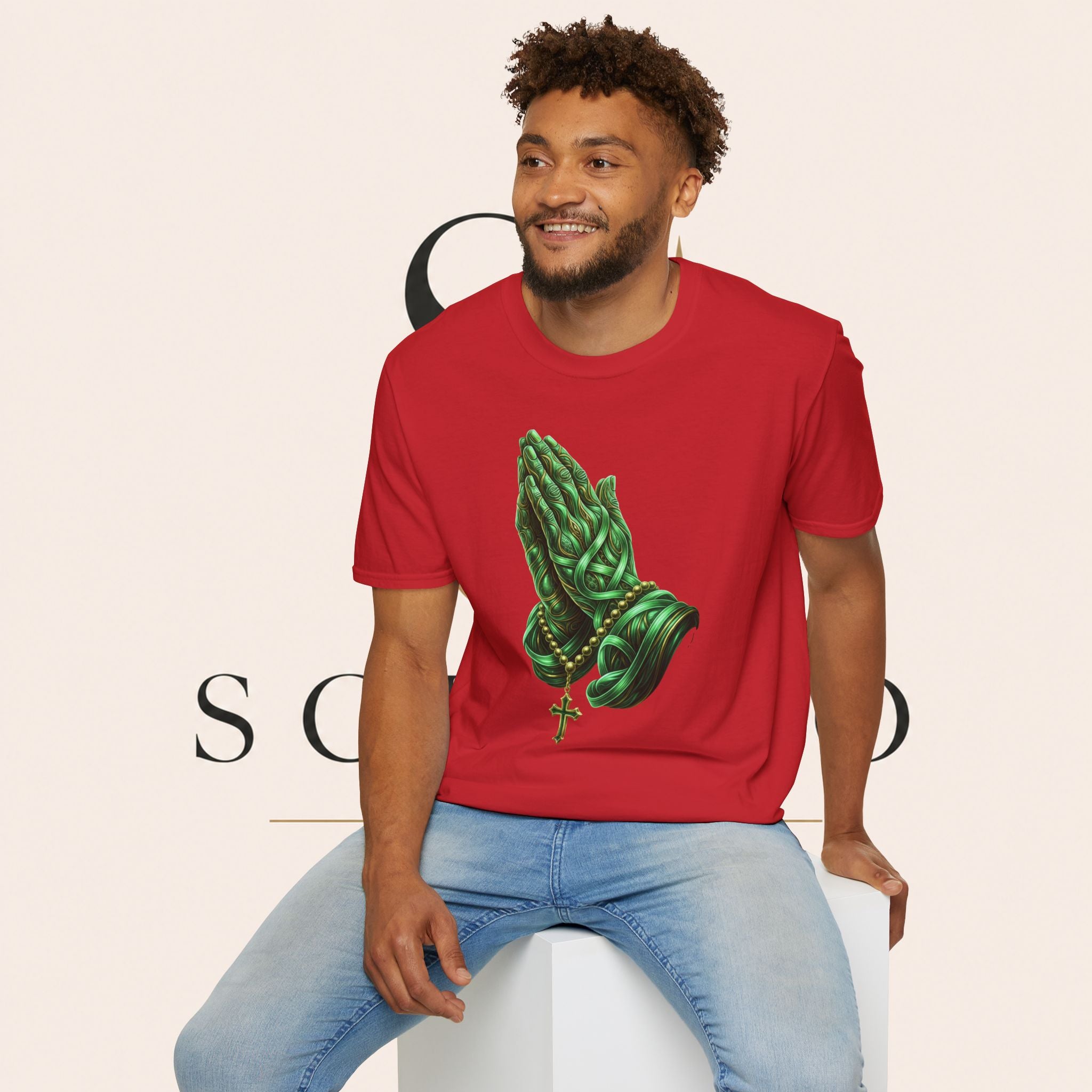 Praying Hands T‑Shirt — Green Vines Prayer Hands Graphic Tee