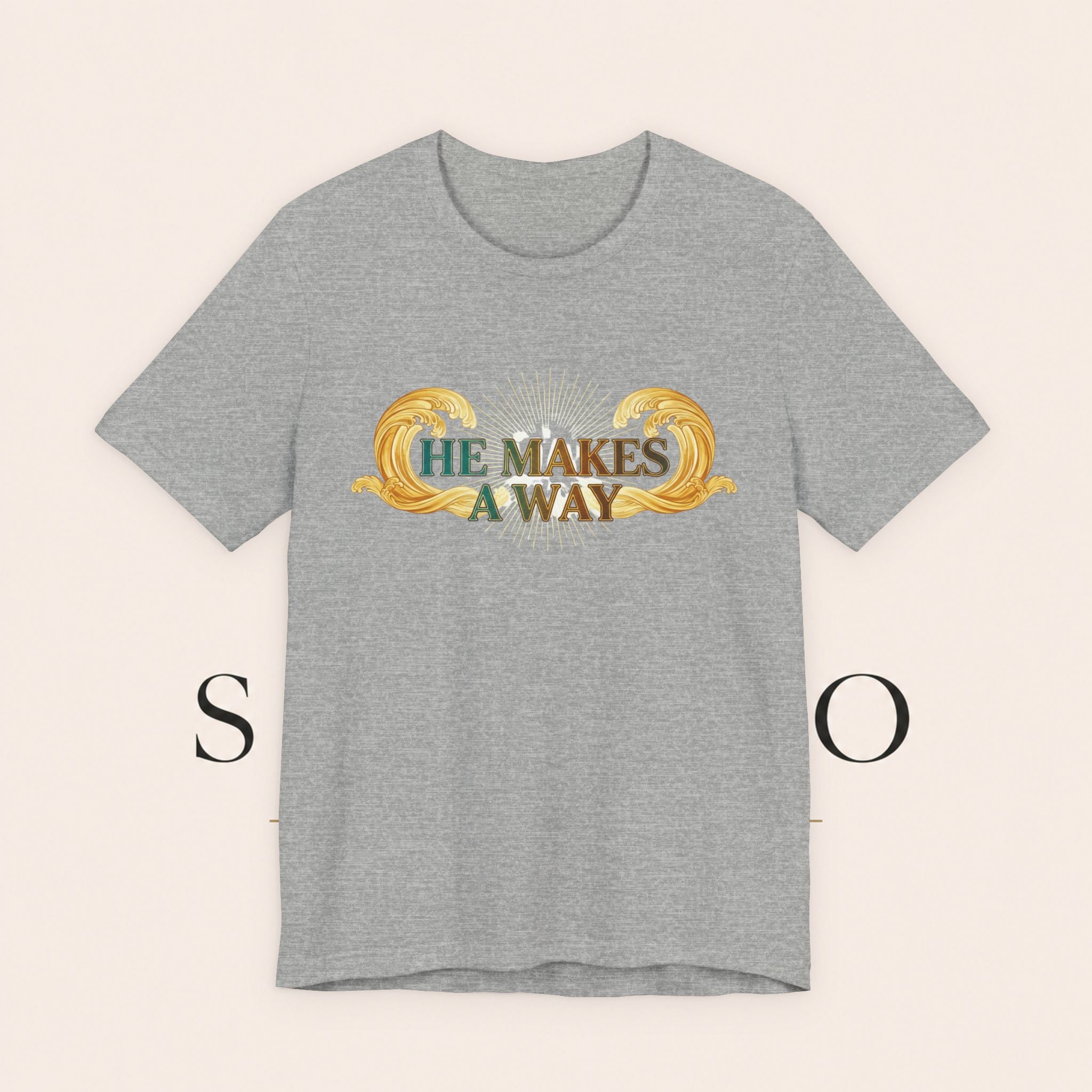 He Makes A Way T-Shirt — Faith Christian Tee with Parting Seas Back Graphic