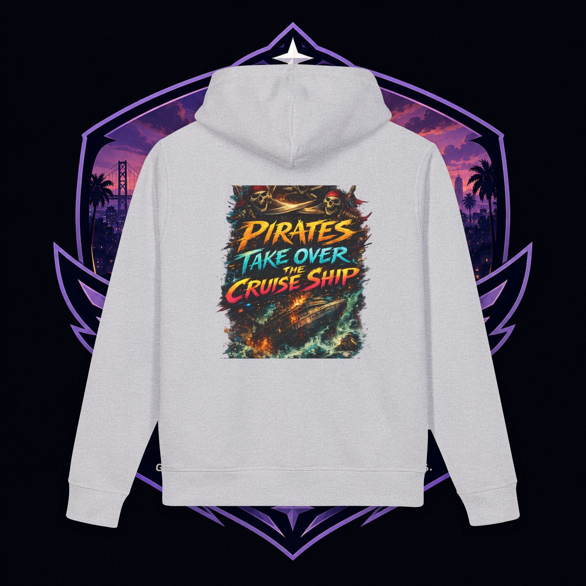 PG GIANINA Pirates Take Over Cruise Ship Hoodie — Graphic Pirate Design Sweatshirt