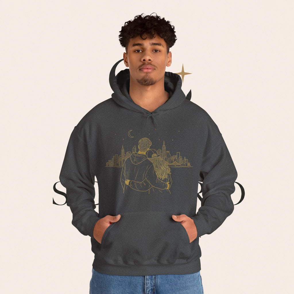 Couple Silhouette Hoodie – Romantic Cityscape 'Together' Pullover