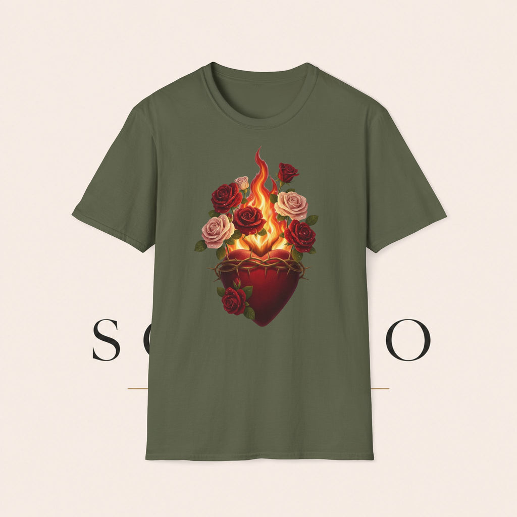 Flaming Heart & Roses T-Shirt