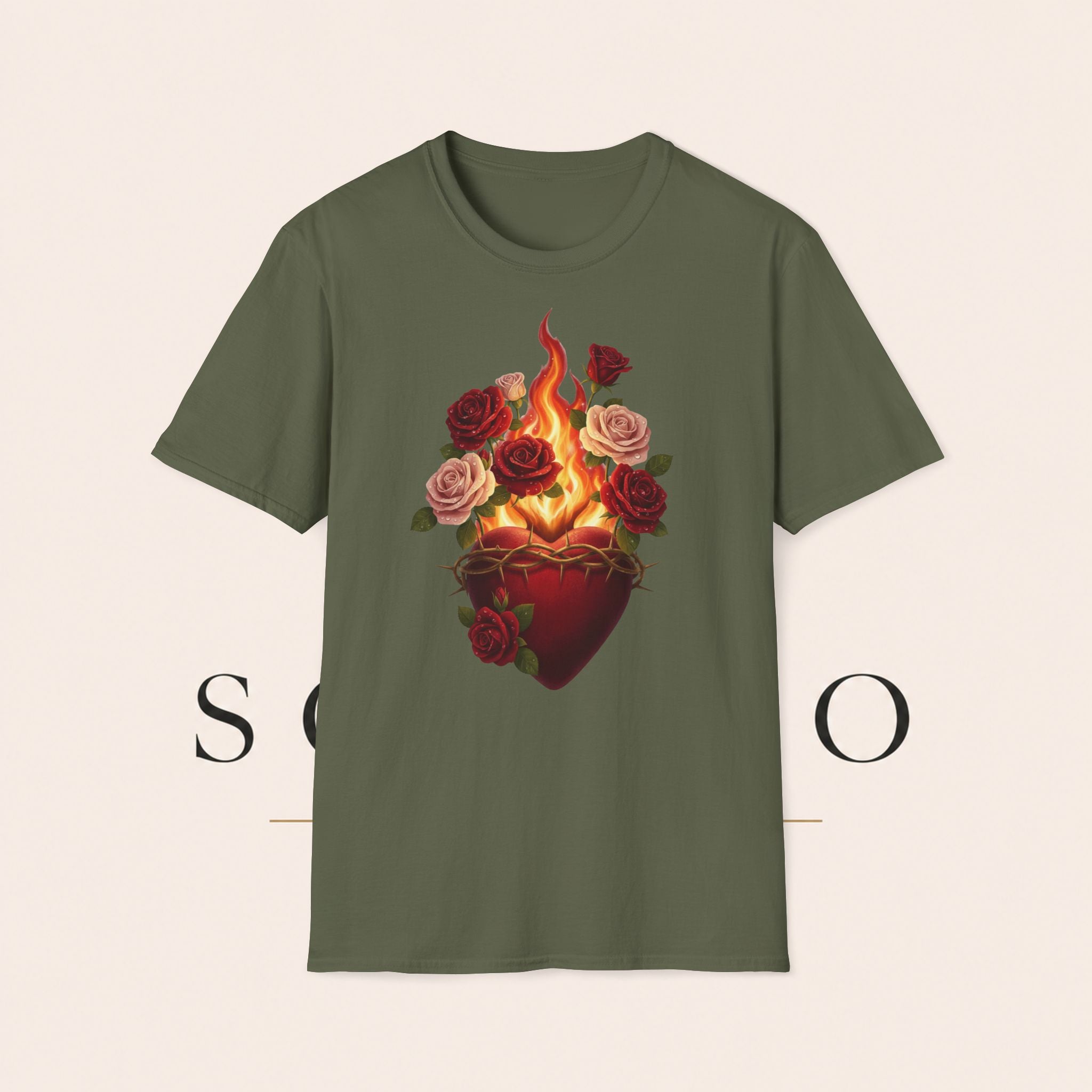 Flaming Heart & Roses T-Shirt