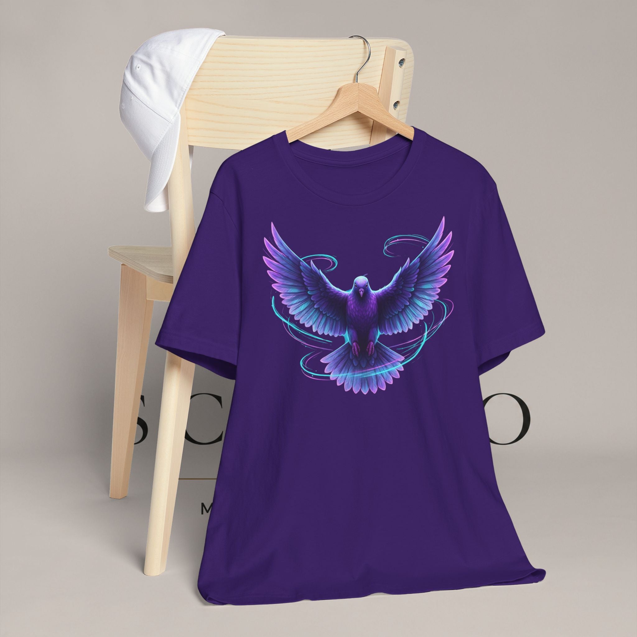 Mystic Raven Tee — Purple Glowing Dove Graphic T-Shirt