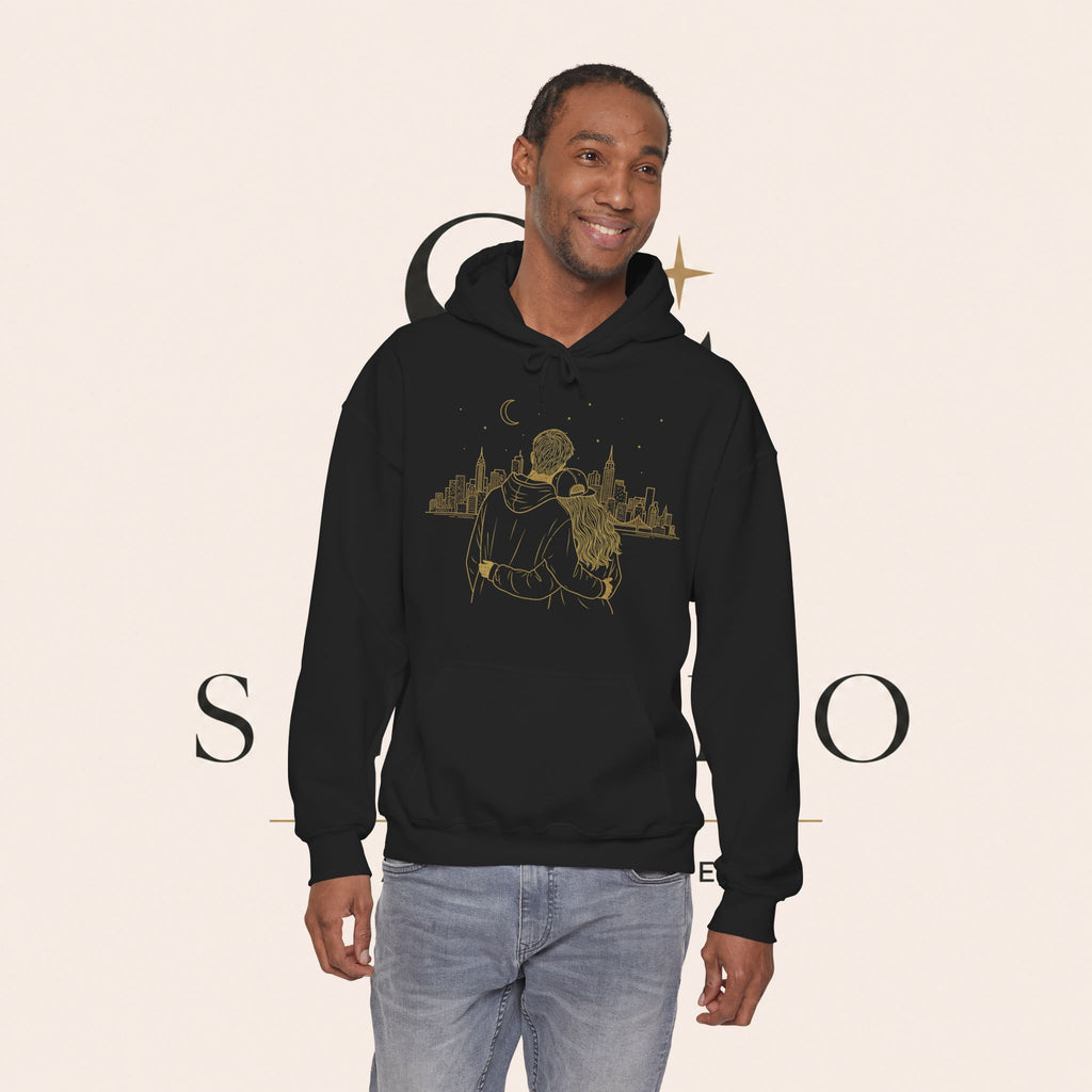 Couple Silhouette Hoodie – Romantic Cityscape 'Together' Pullover
