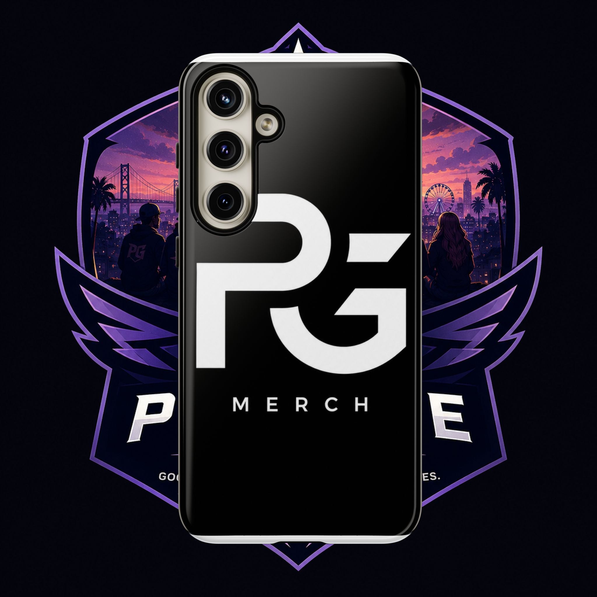 PG CUSTOMIZED RG Merch Tough Phone Case – Black Protective Phone Cover with Bold Logo