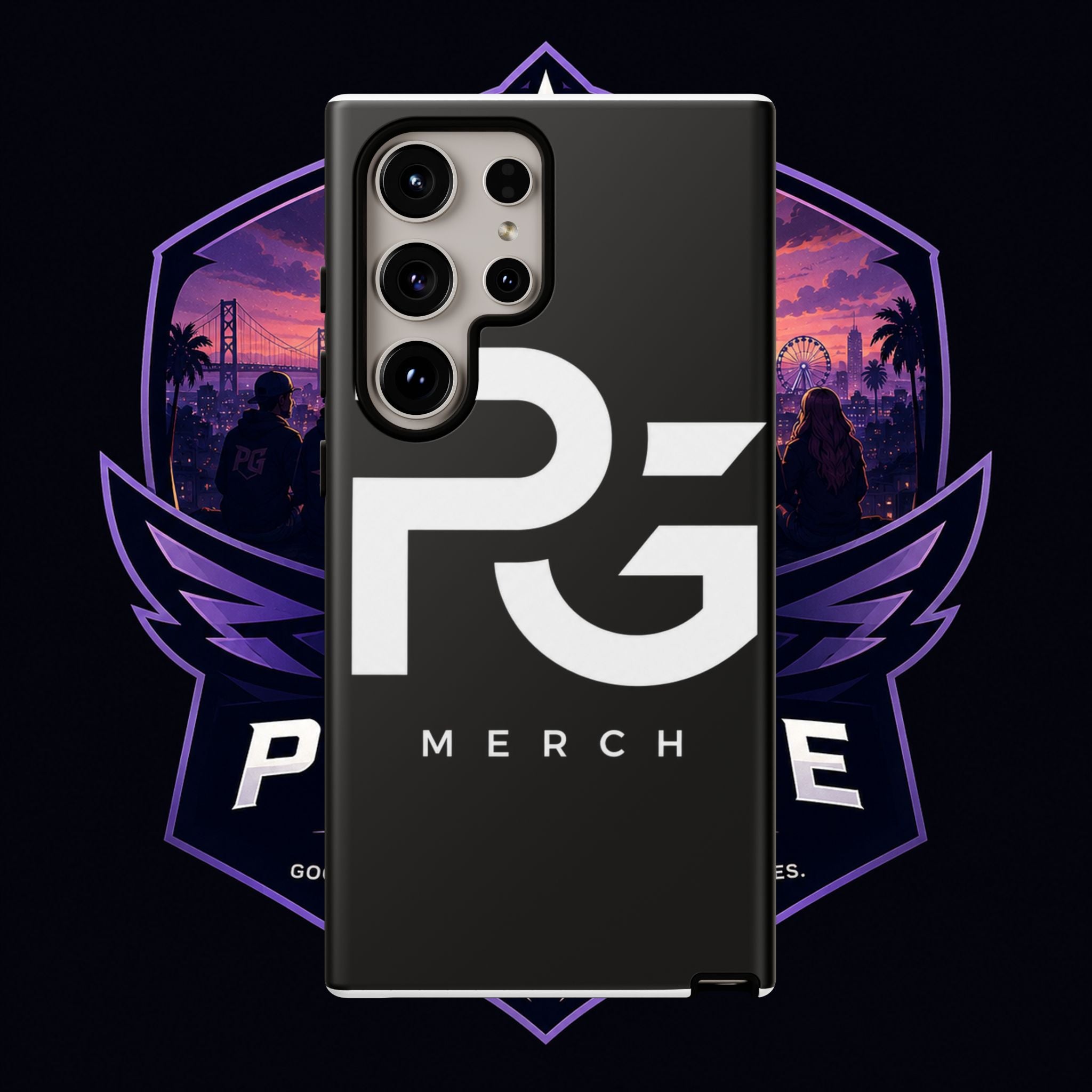 PG CUSTOMIZED RG Merch Tough Phone Case – Black Protective Phone Cover with Bold Logo