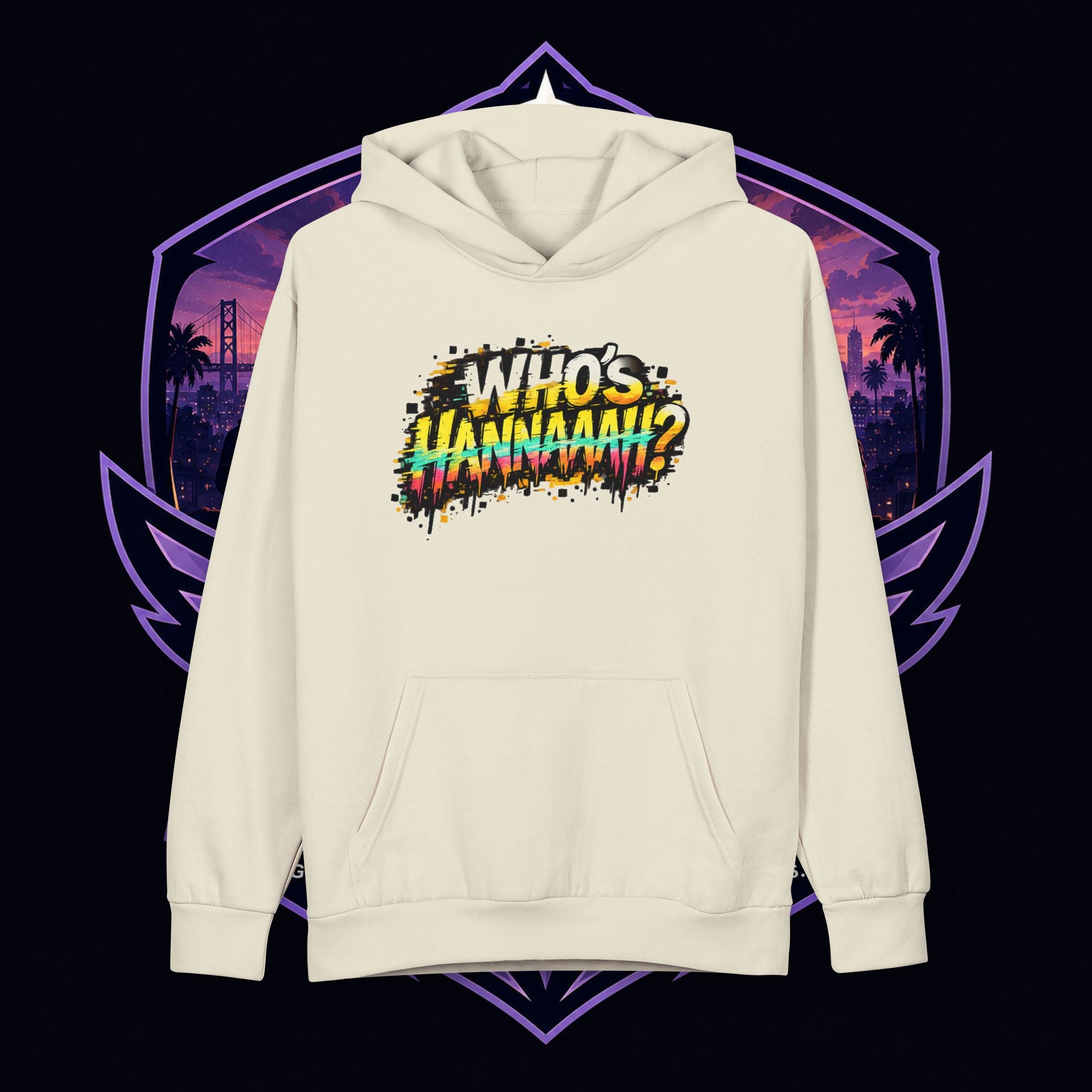 PG CHRIZZY "Who's Hannaaah?" Graphic Hoodie — Retro Vaporwave Streetwear Pullover