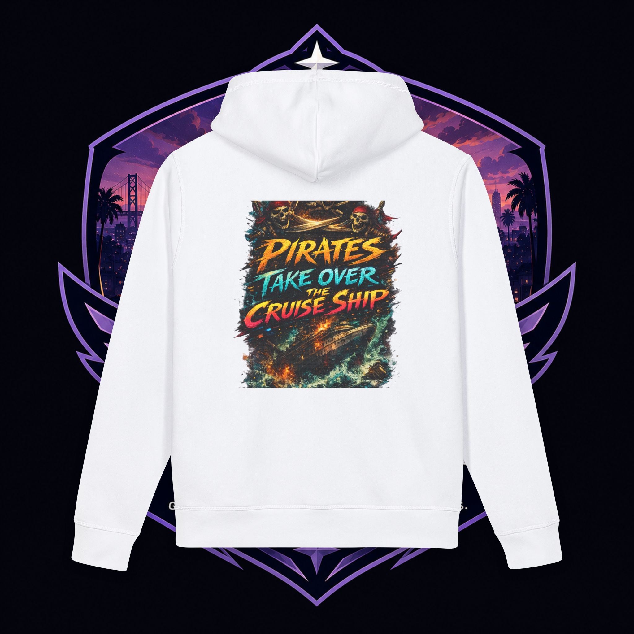 PG GIANINA Pirates Take Over Cruise Ship Hoodie — Graphic Pirate Design Sweatshirt