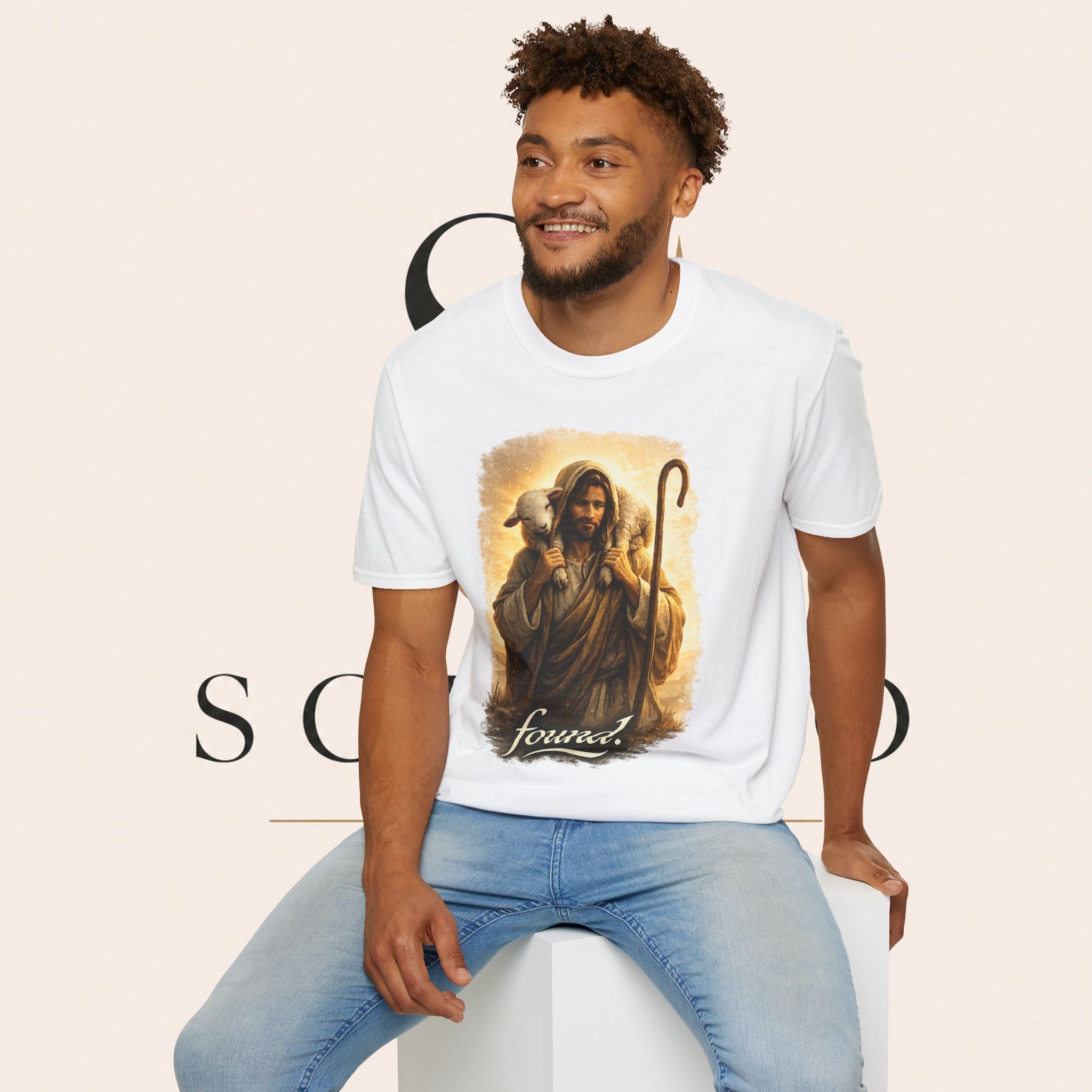 Jesus the Good Shepherd T-Shirt — 'Found.' Christian Faith Tee