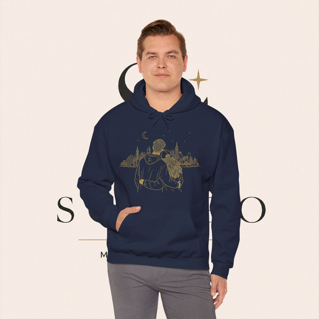 Couple Silhouette Hoodie – Romantic Cityscape 'Together' Pullover
