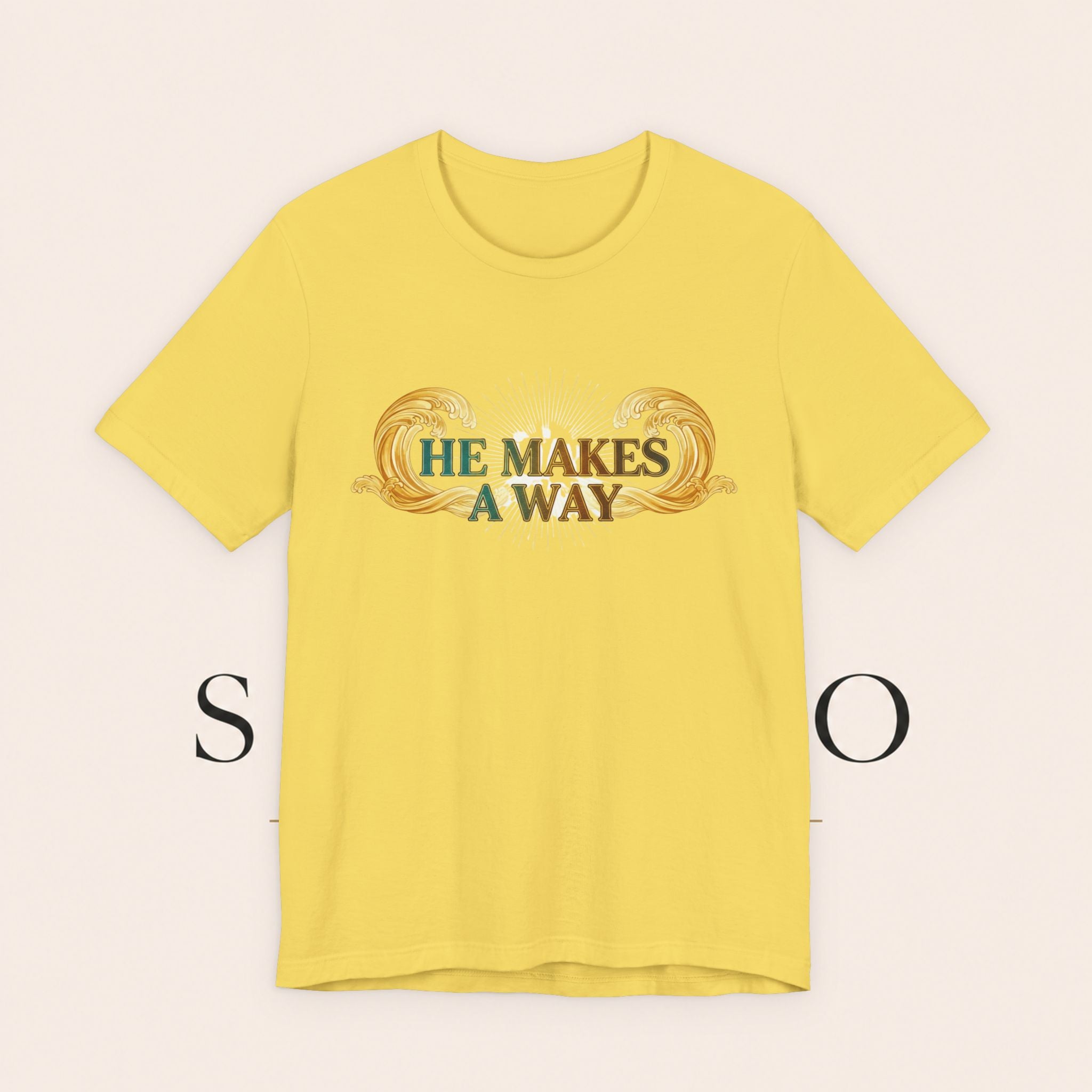 He Makes A Way T-Shirt — Faith Christian Tee with Parting Seas Back Graphic
