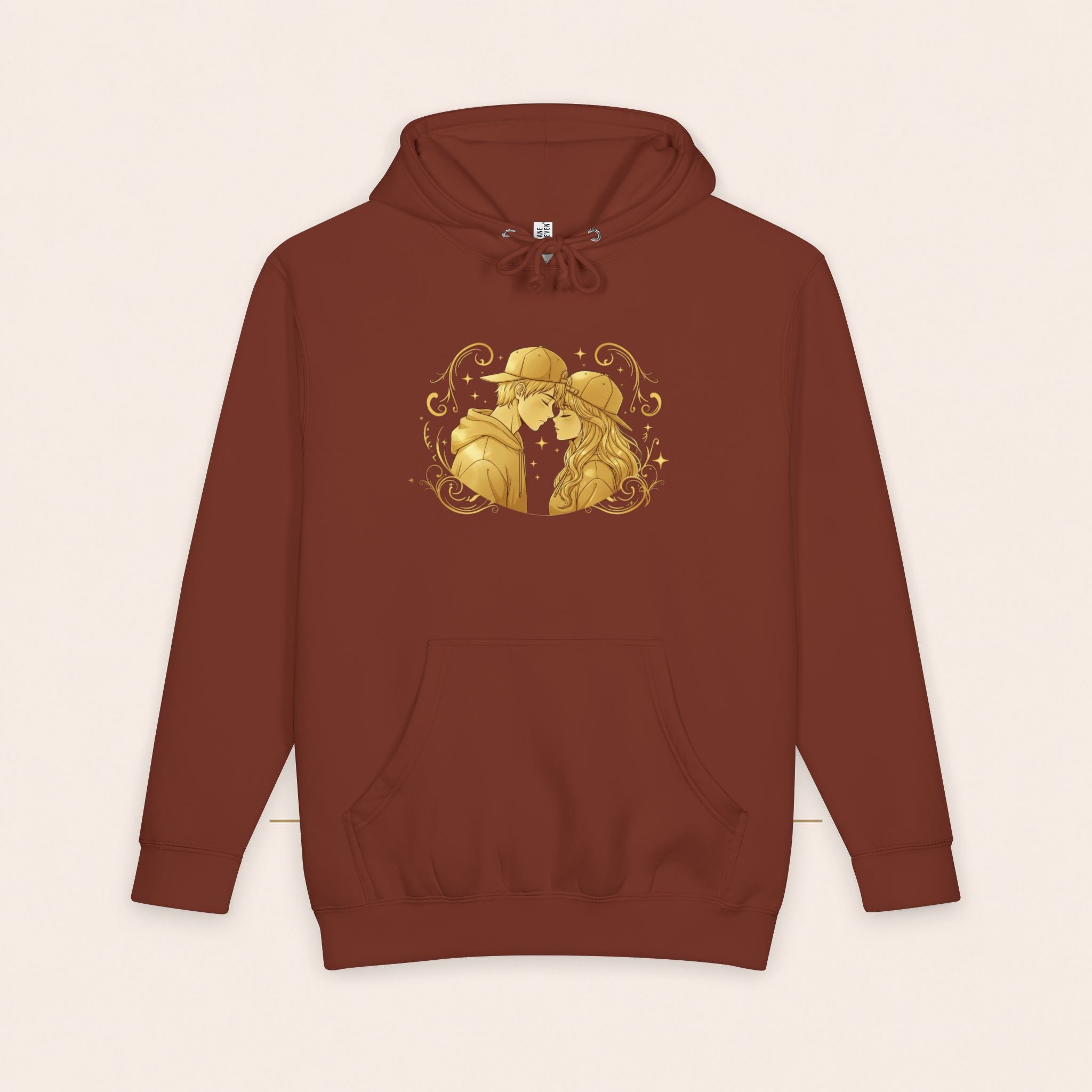 Romantic Golden Kiss Hoodie — Couples Illustration Pullover