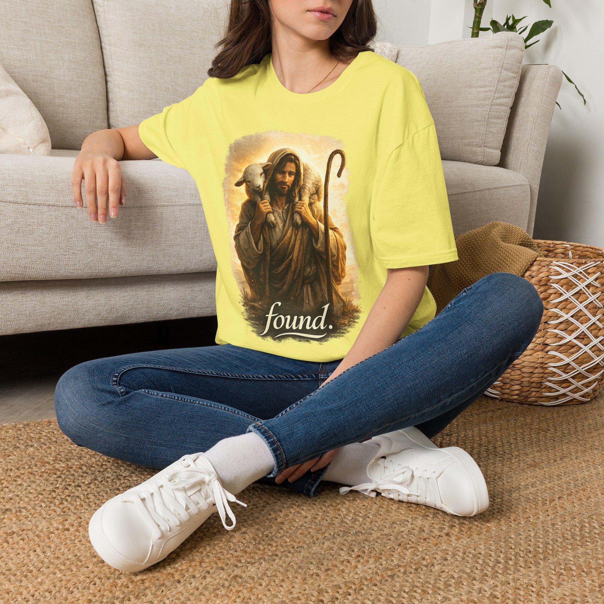 Jesus the Good Shepherd T-Shirt — 'Found.' Christian Faith Tee
