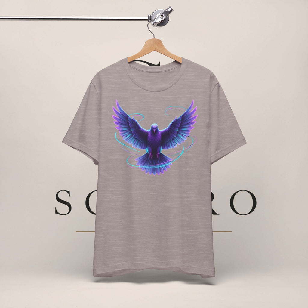 Mystic Raven Tee — Purple Glowing Dove Graphic T-Shirt