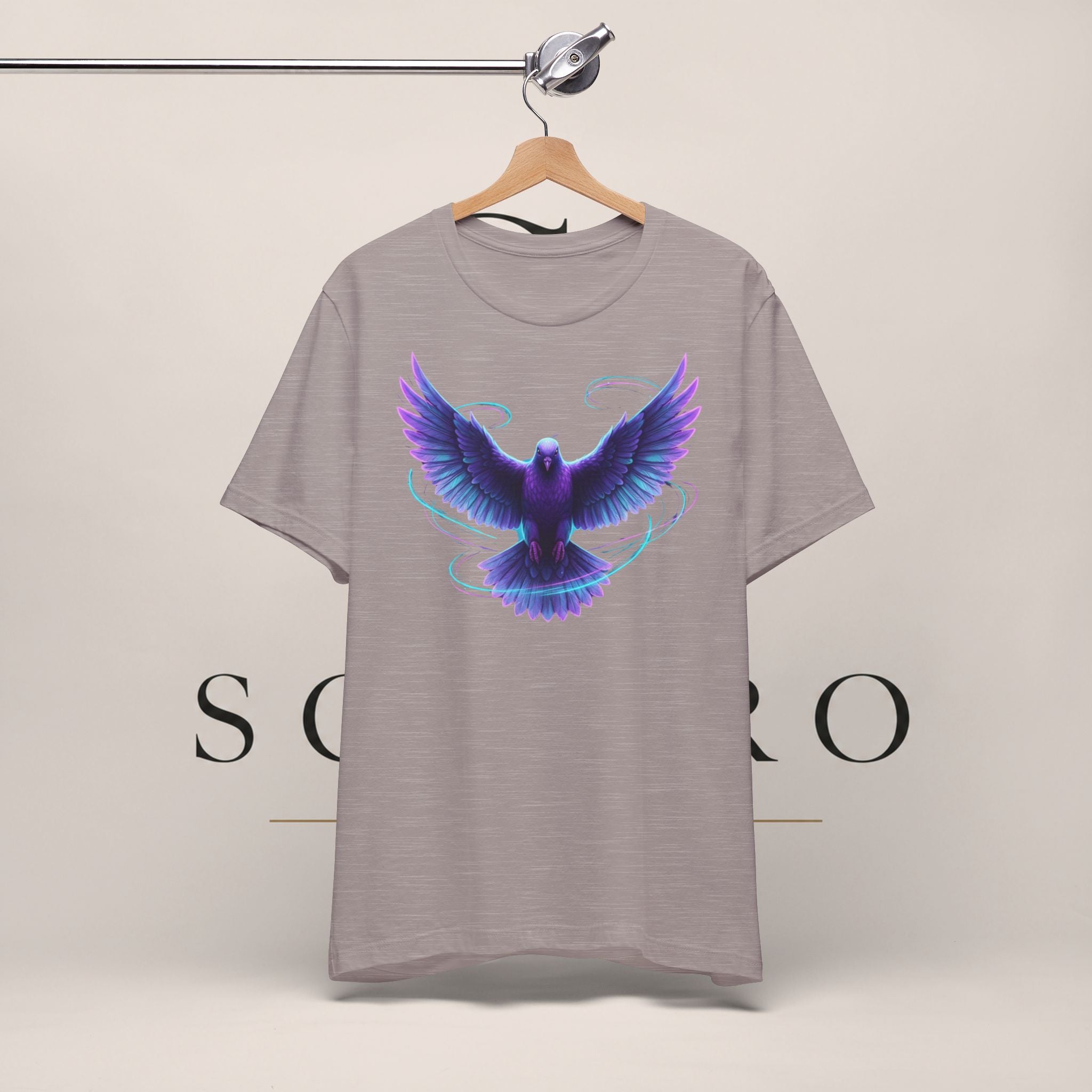 Mystic Raven Tee — Purple Glowing Dove Graphic T-Shirt