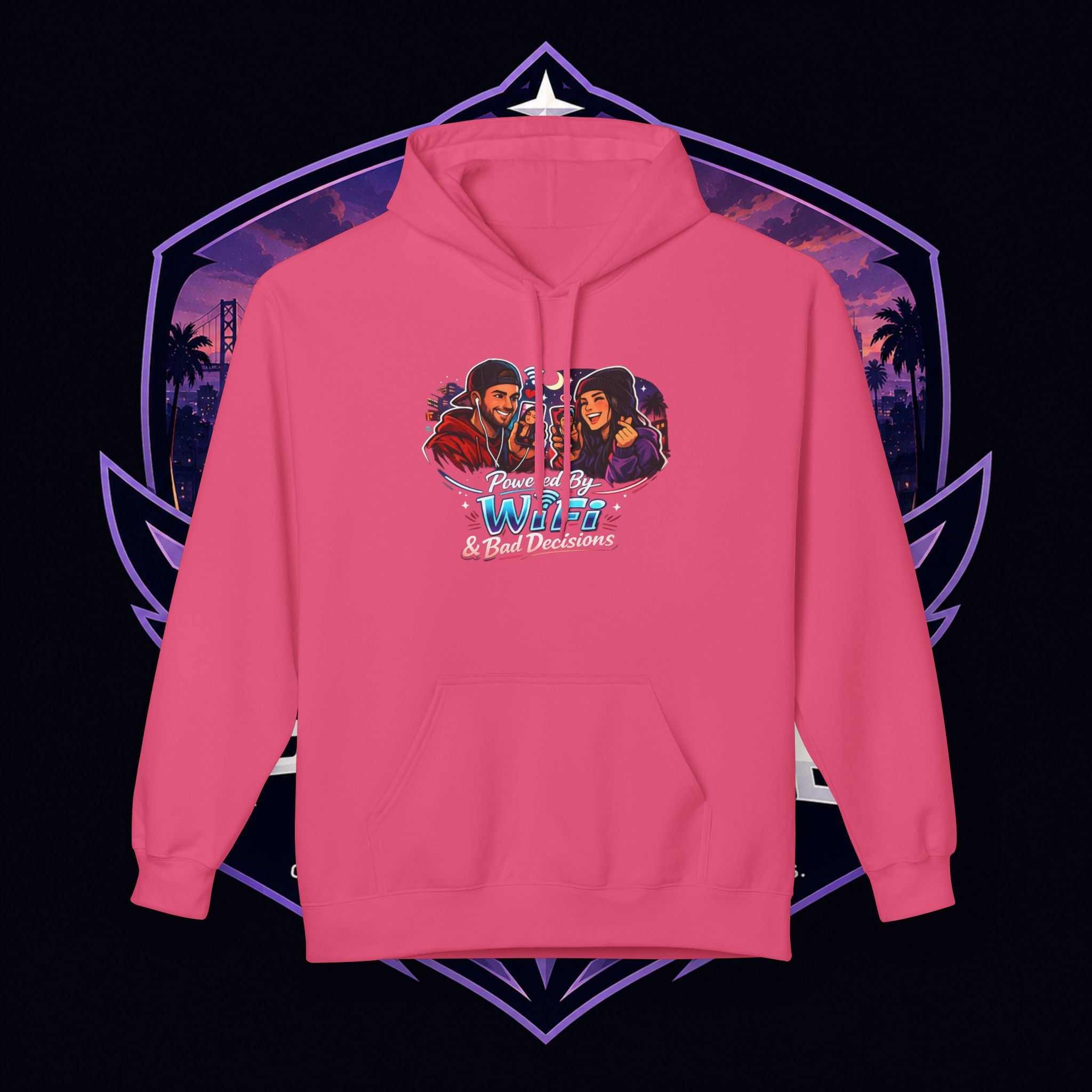 LDR inspired Retro '80s Vibes Hoodie — Neon Miami Movie Couple Design