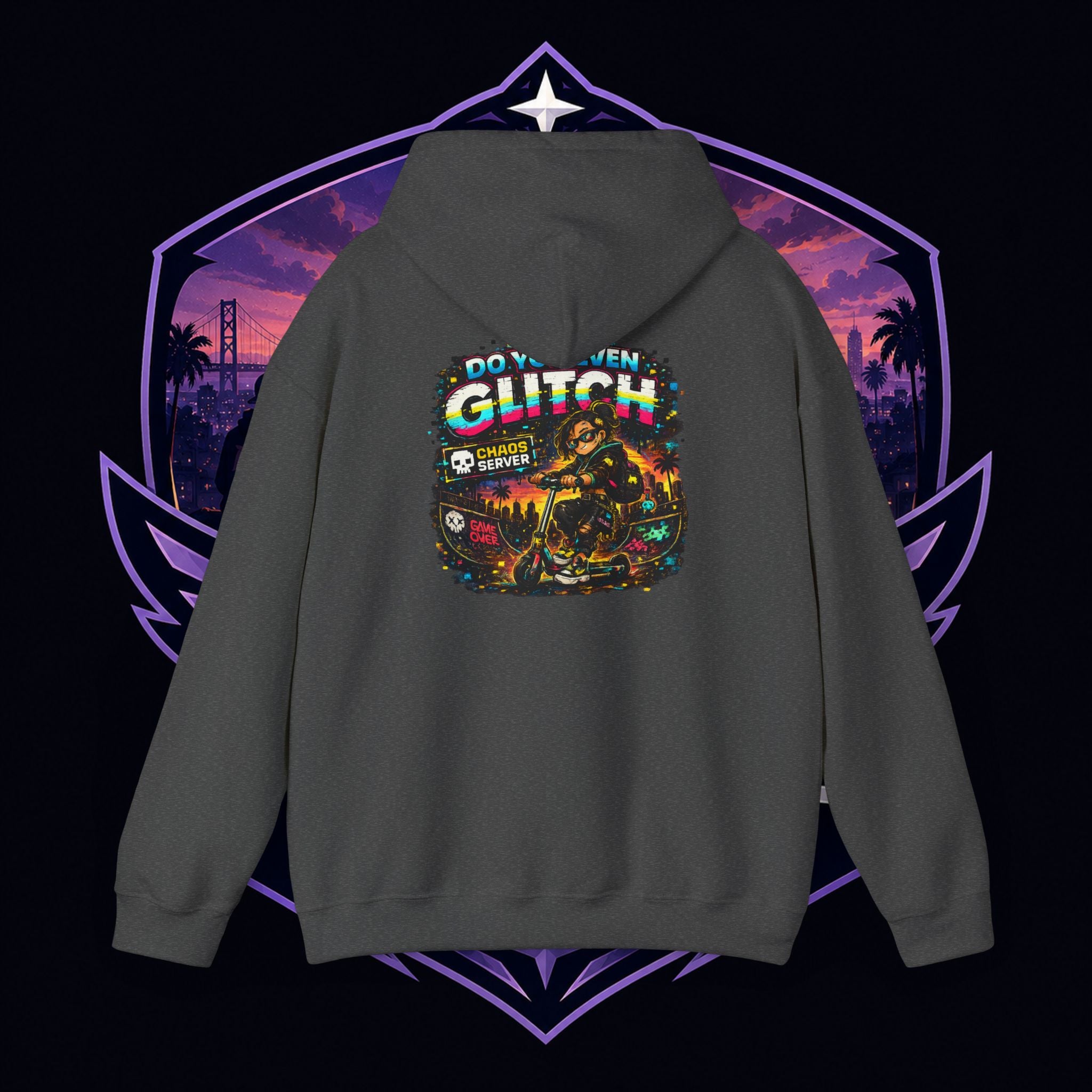 Born Glitch Hoodie — Retro Cyberpunk Vaporwave Graphic Sweatshirt