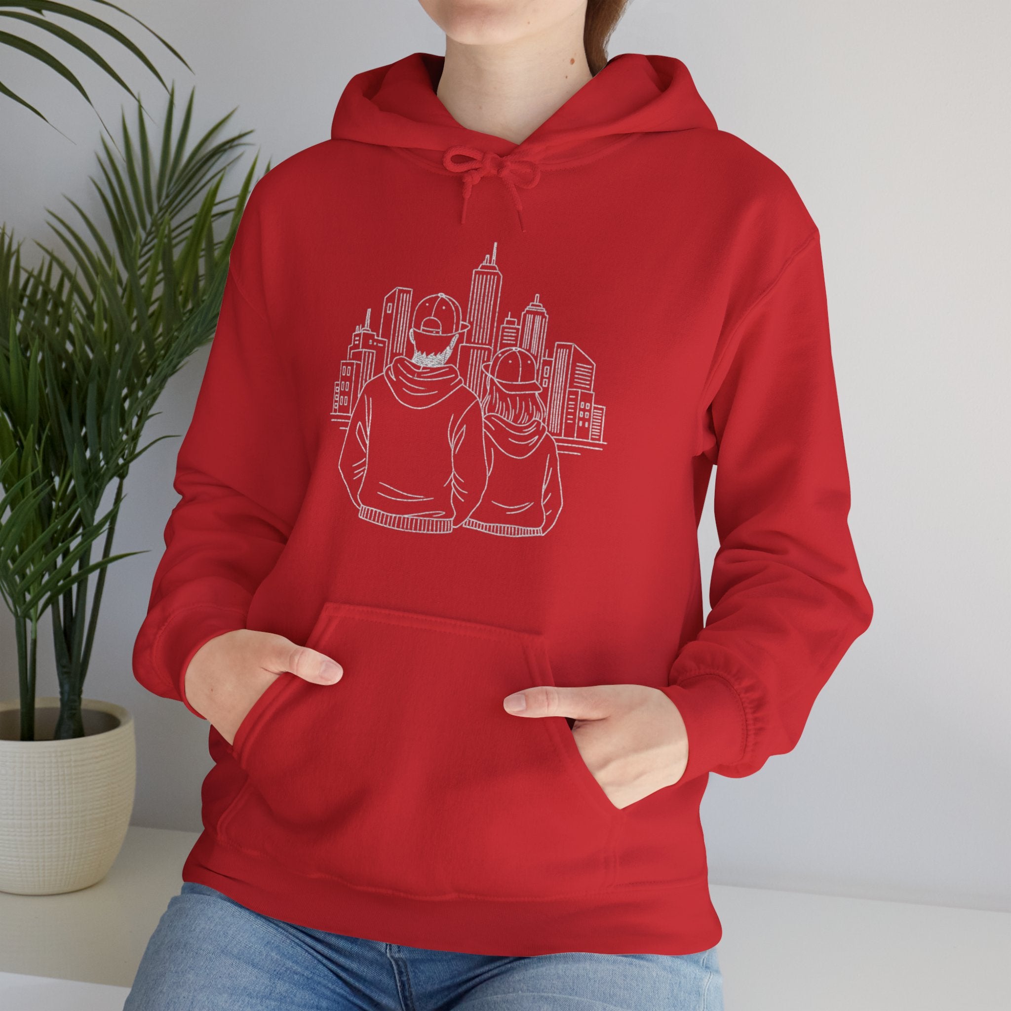 City Couples Hoodie — Matching Skyline Couple Sweatshirt