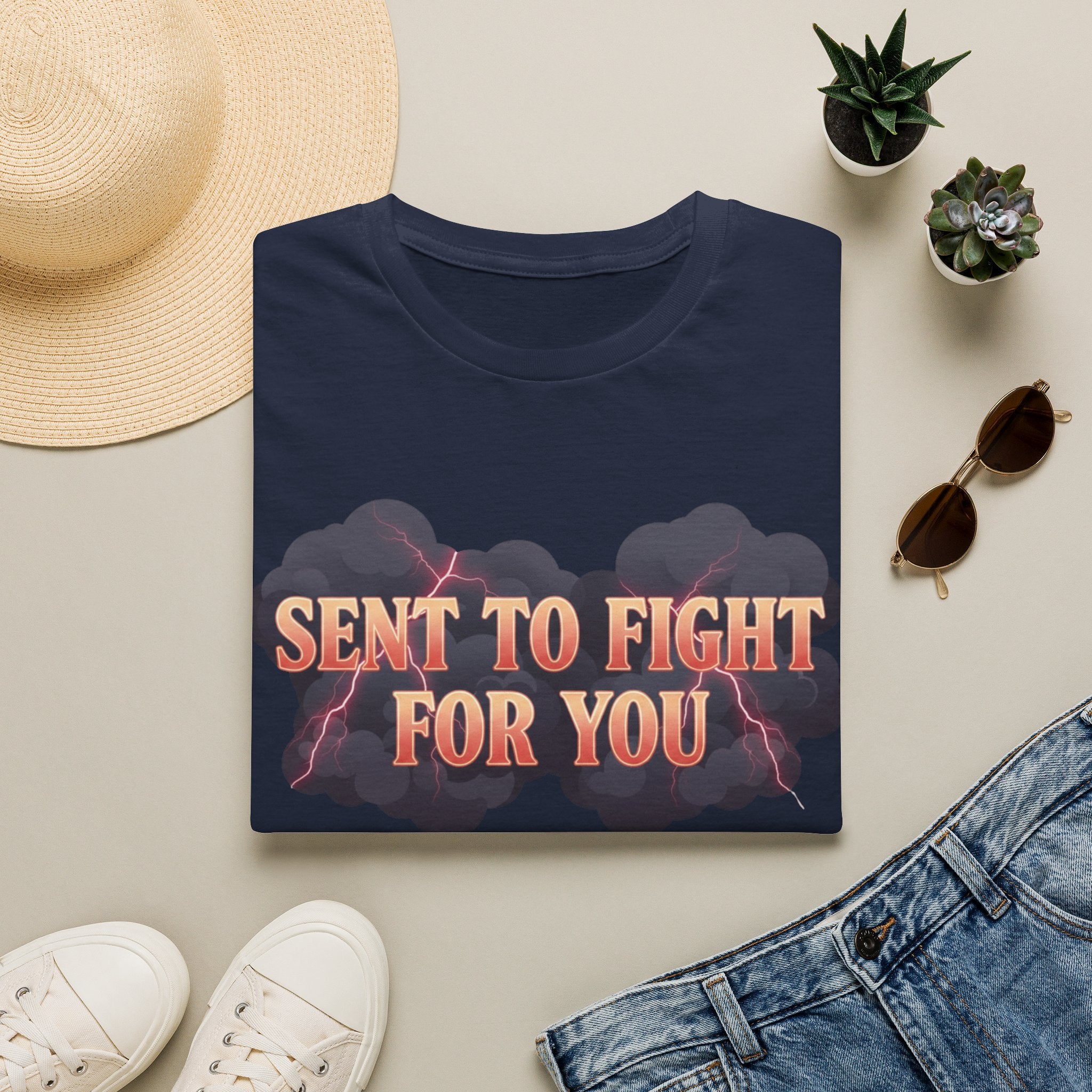 Sent to Fight for You T-Shirt — Bold Cloud Graphic Faith Tee