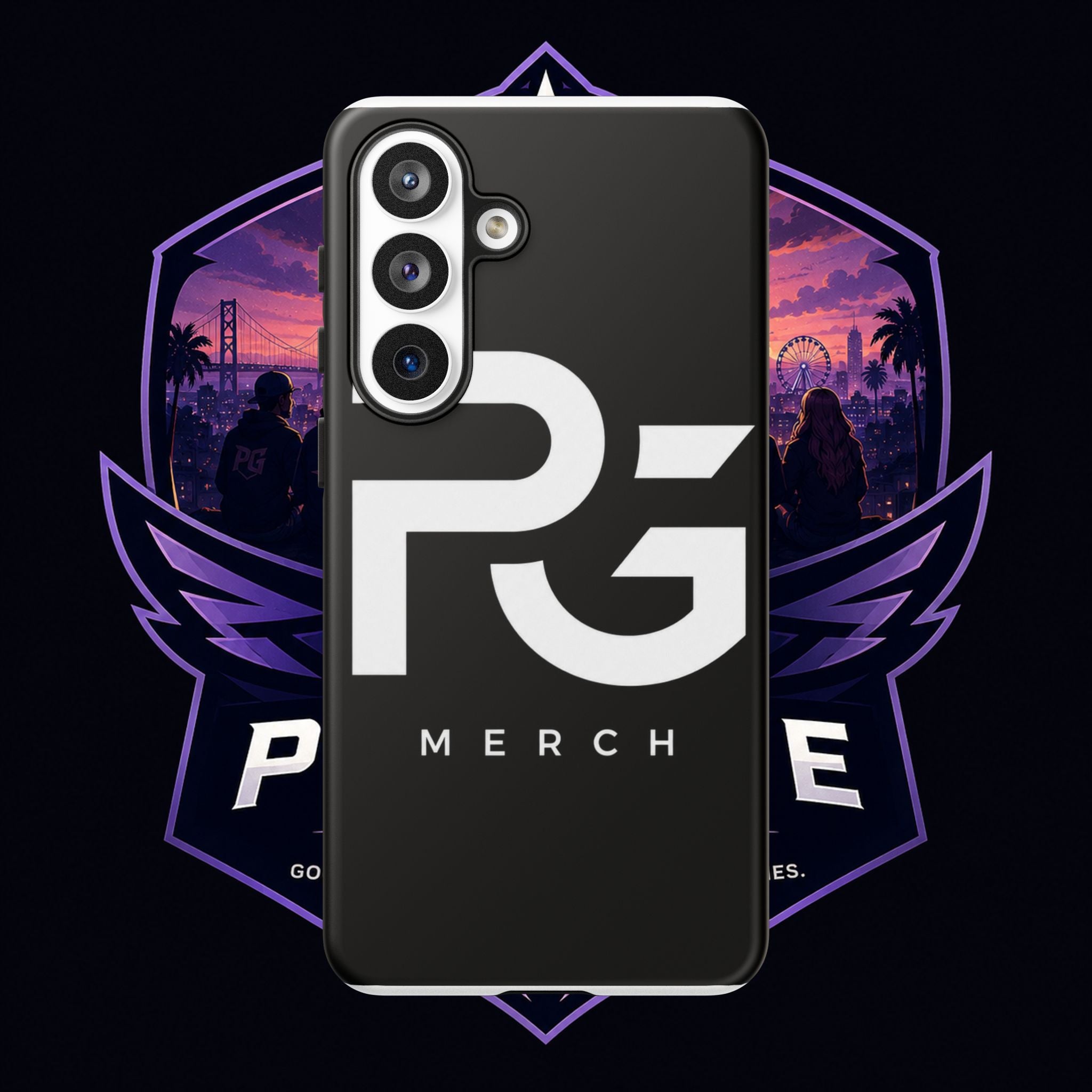 PG CUSTOMIZED RG Merch Tough Phone Case – Black Protective Phone Cover with Bold Logo