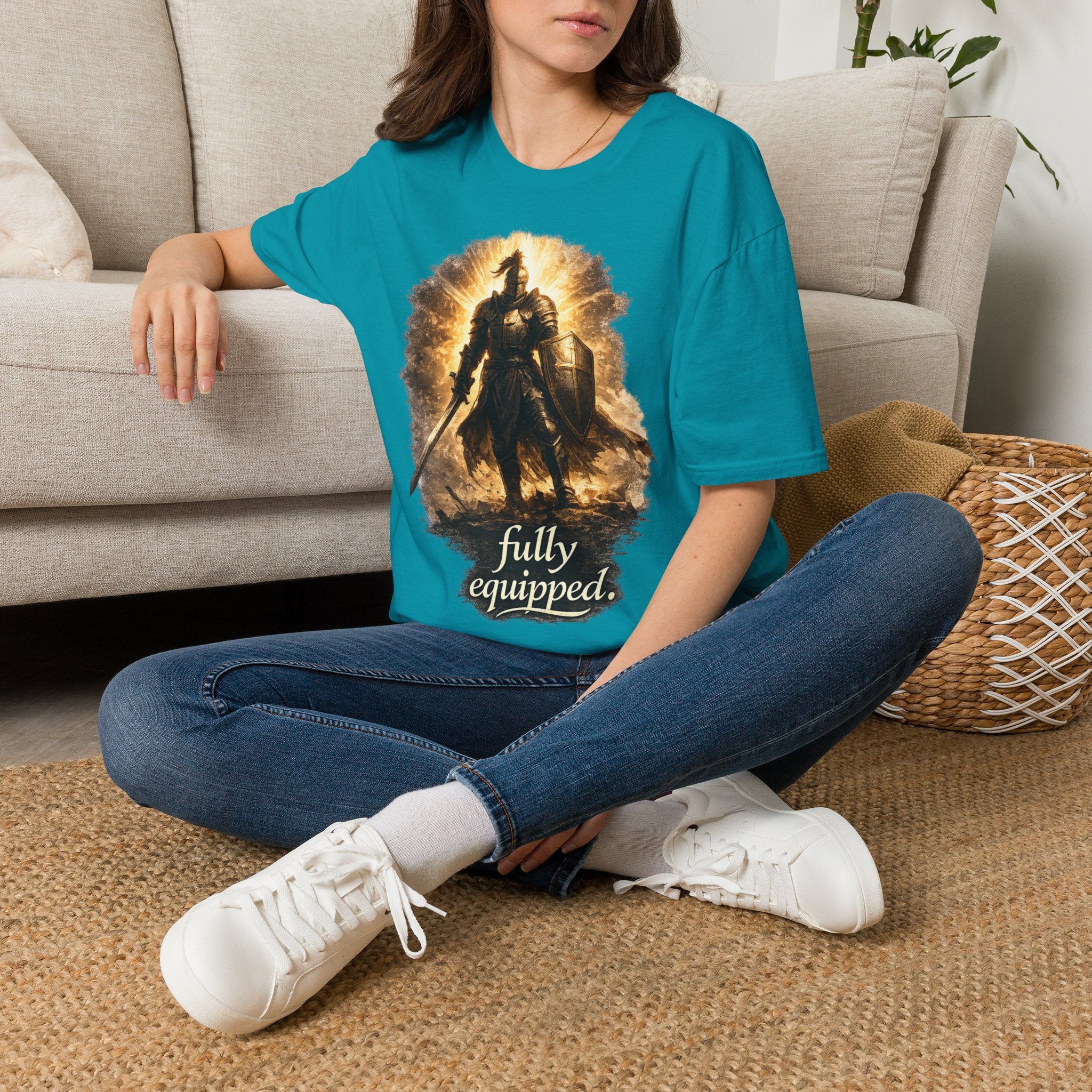 Knight Graphic T-Shirt — 'Fully Equipped' Medieval Armor Gamer Tee