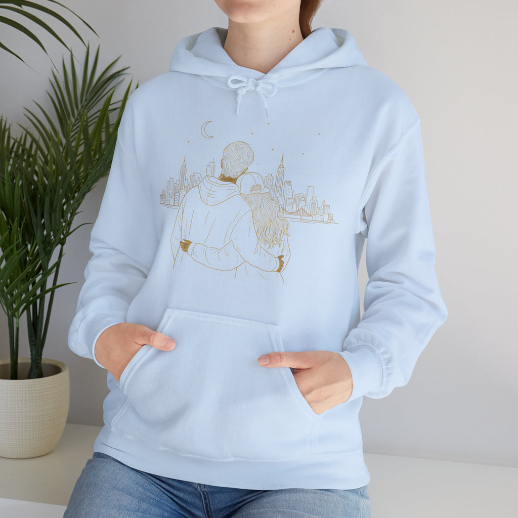 Couple Silhouette Hoodie – Romantic Cityscape 'Together' Pullover