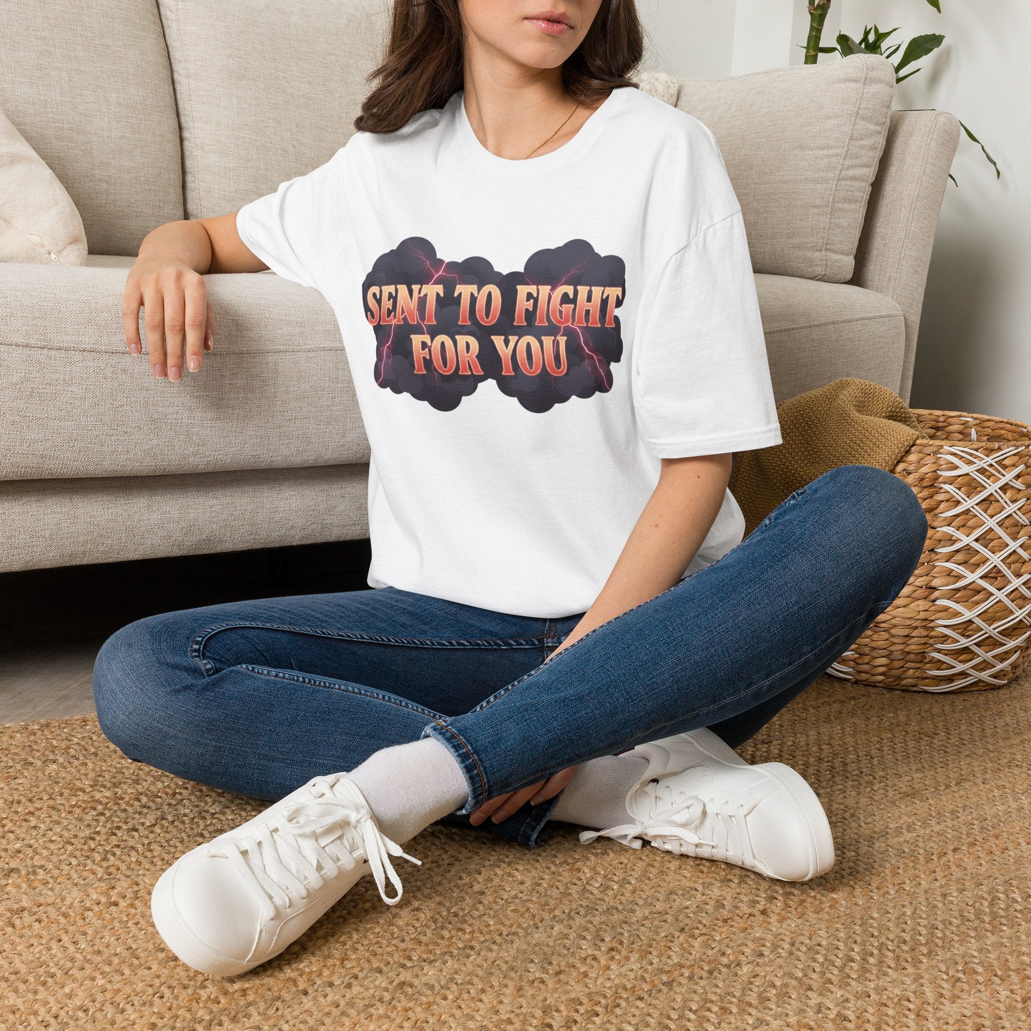 Sent to Fight for You T-Shirt — Bold Cloud Graphic Faith Tee