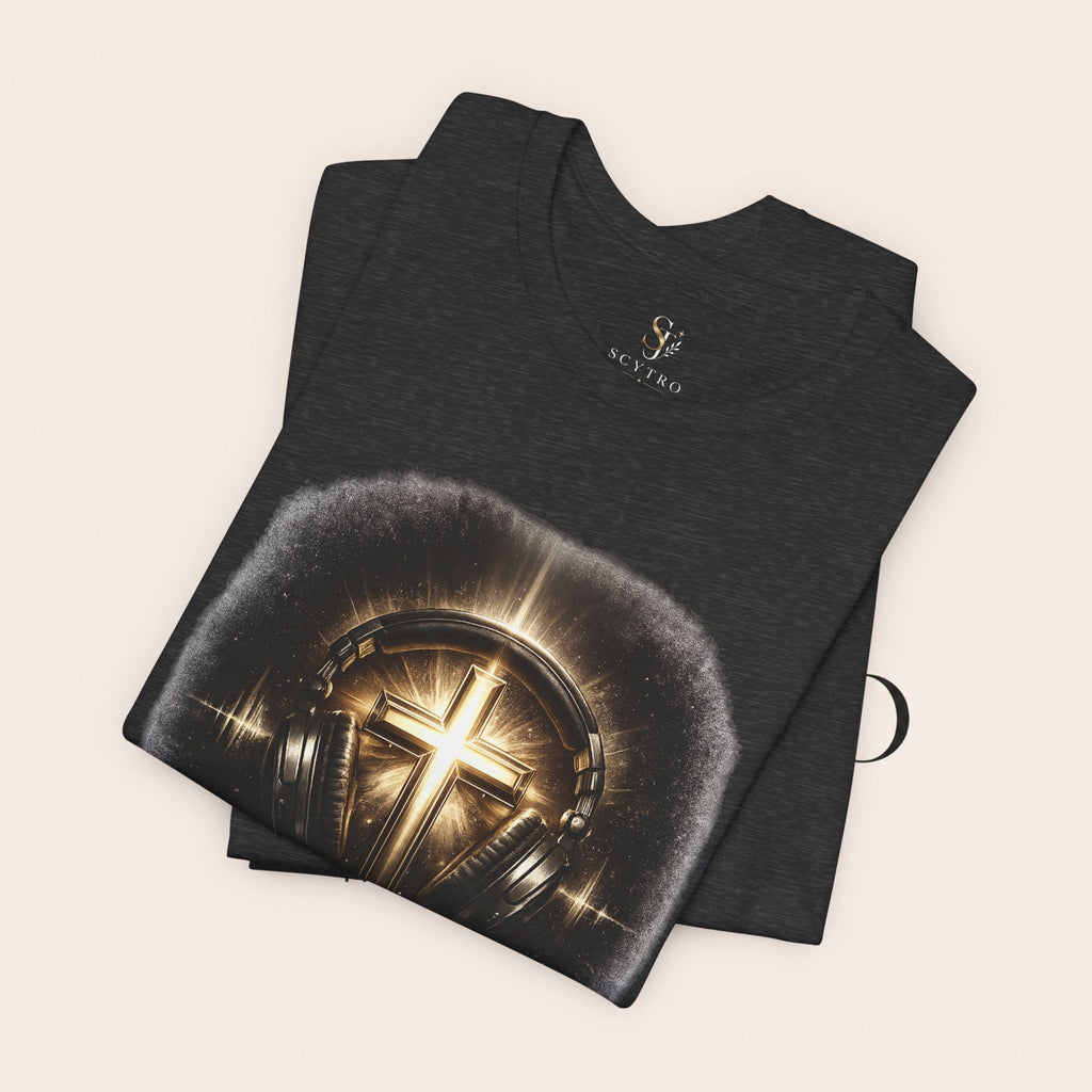 Youth Christian T‑Shirt - "Heaven Sounds Better" Cross Headphones Graphic Tee