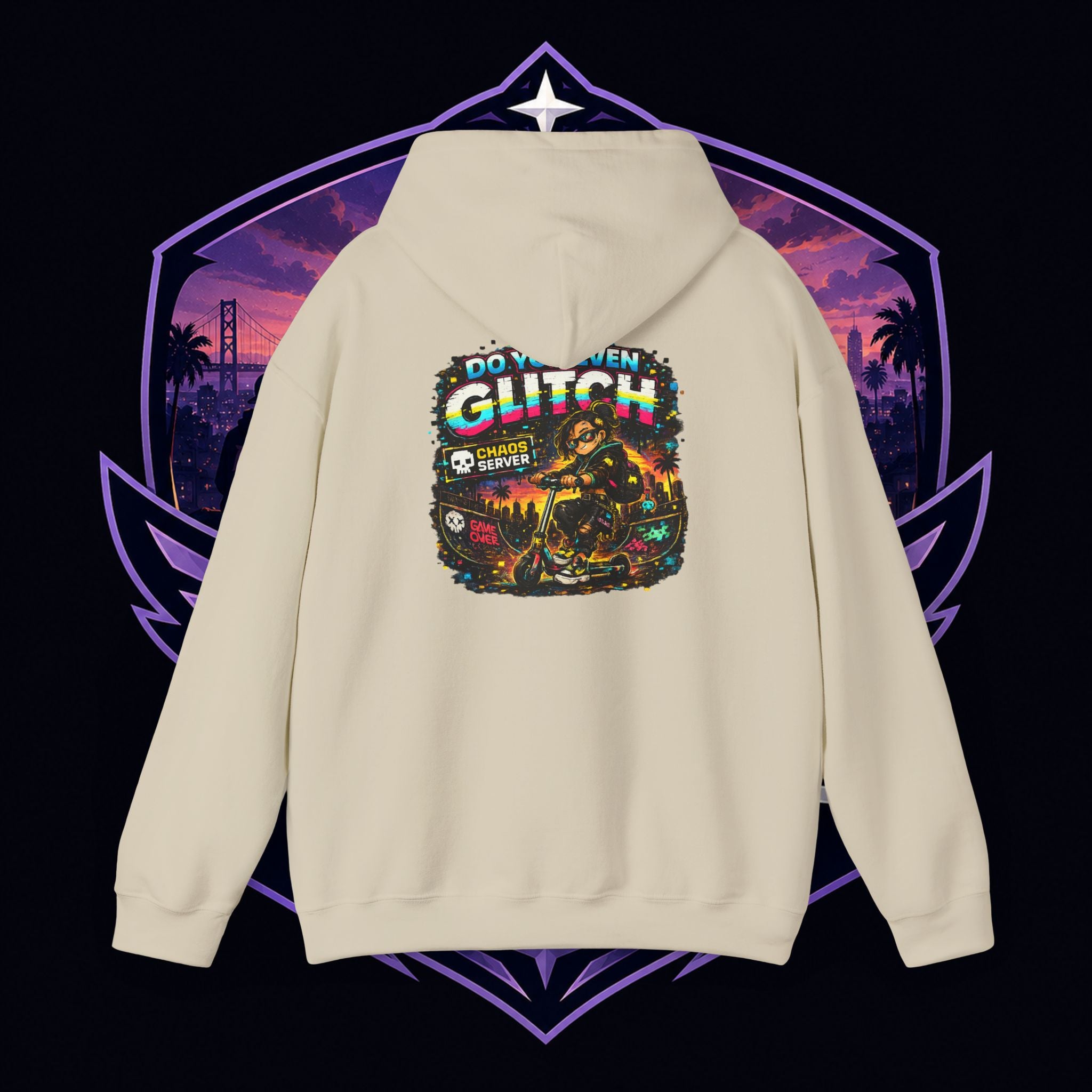 Born Glitch Hoodie — Retro Cyberpunk Vaporwave Graphic Sweatshirt
