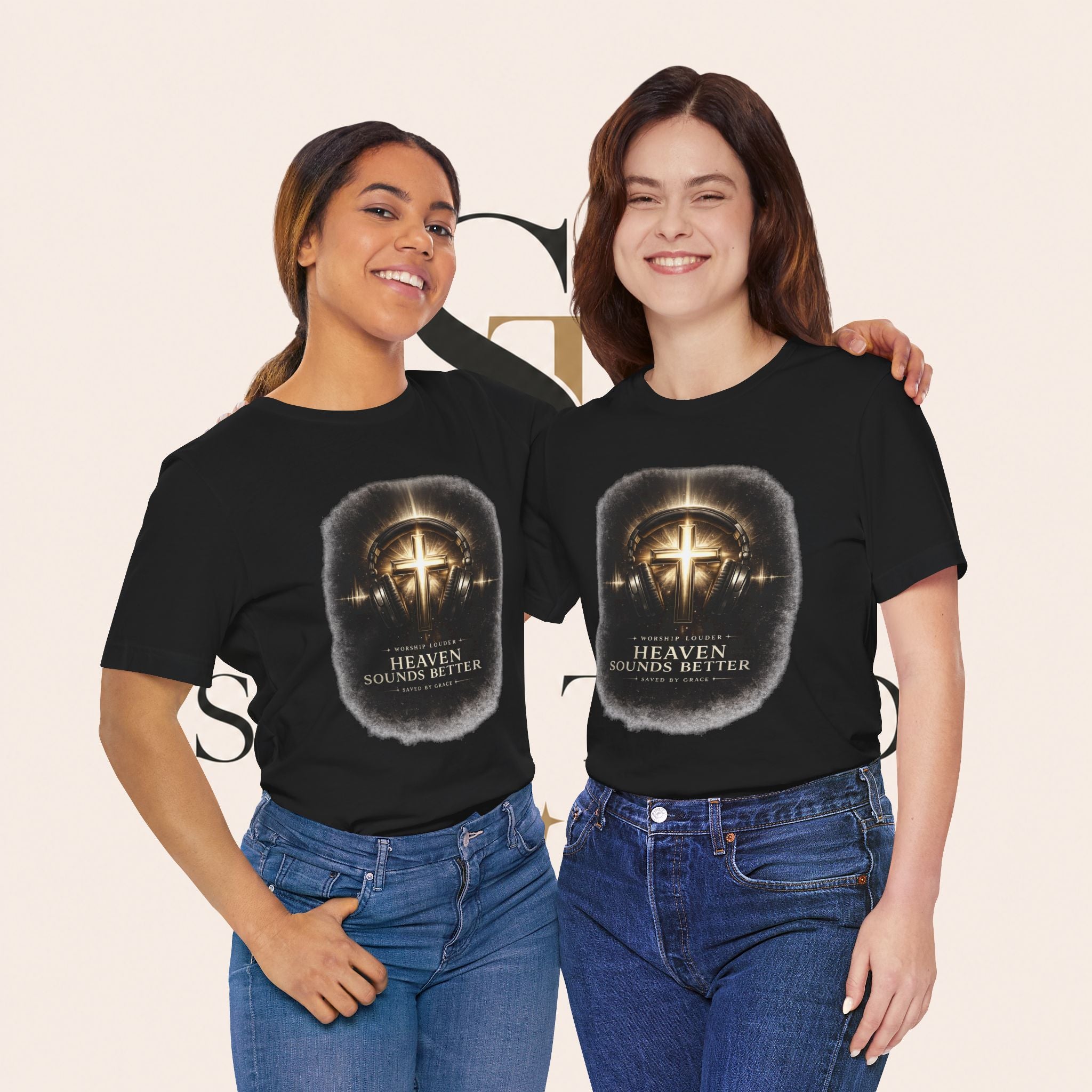 Youth Christian T‑Shirt - "Heaven Sounds Better" Cross Headphones Graphic Tee