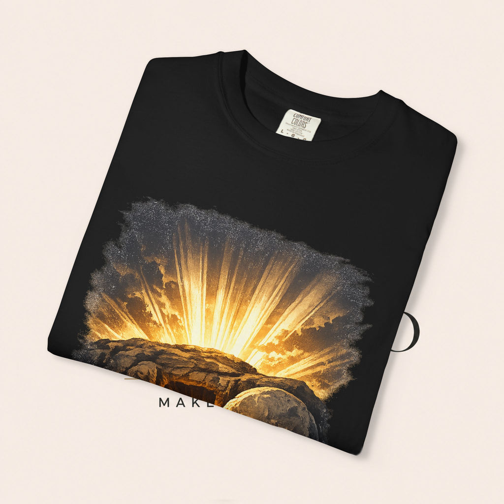 T-Shirt — Sunrise Tomb Graphic ‘death, lost.’ Memorial Tee