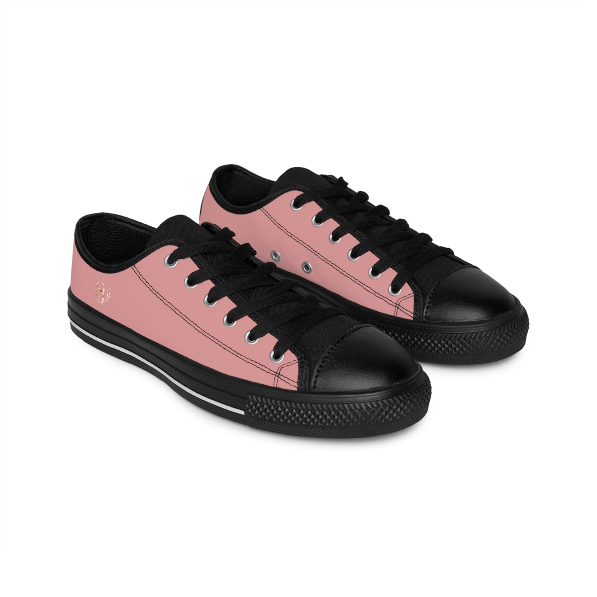Pink & Black Women's Canvas Sneakers — Casual Low-Top Shoes for Everyday Wear