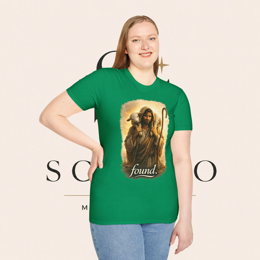 Jesus the Good Shepherd T-Shirt — 'Found.' Christian Faith Tee