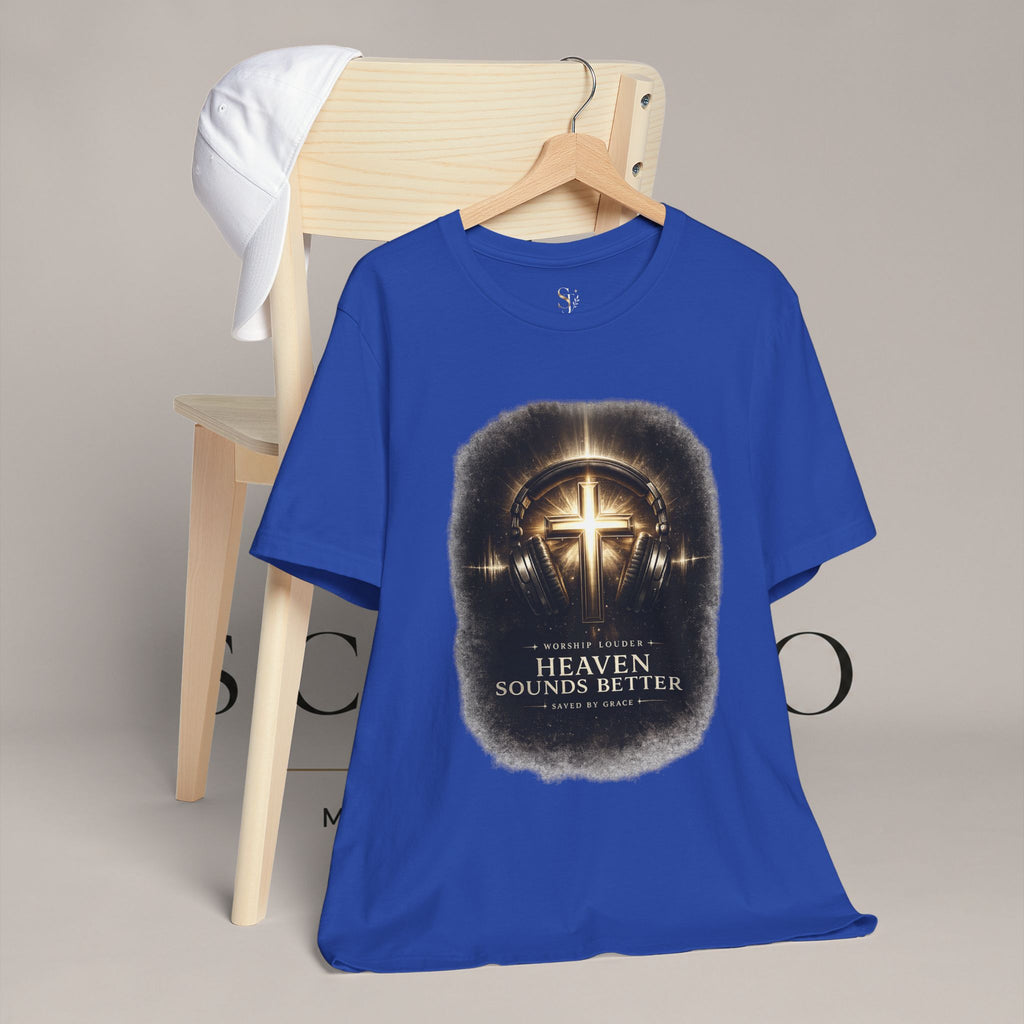 Youth Christian T‑Shirt - "Heaven Sounds Better" Cross Headphones Graphic Tee