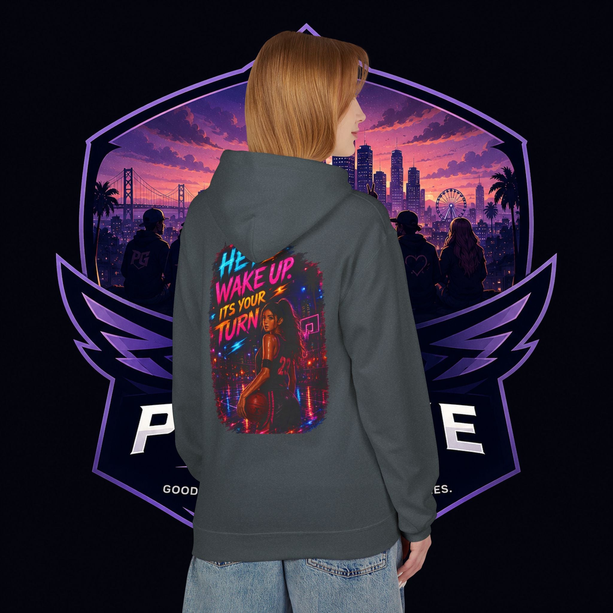 PG CZAR  "Hey Wake Up, It's Your Turn" Back Print PG 'Bruh Throw Now!' Graphic Hoodie