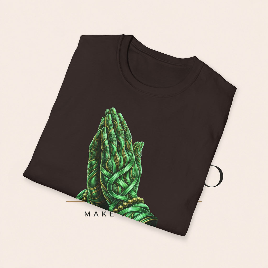 Praying Hands T‑Shirt — Green Vines Prayer Hands Graphic Tee