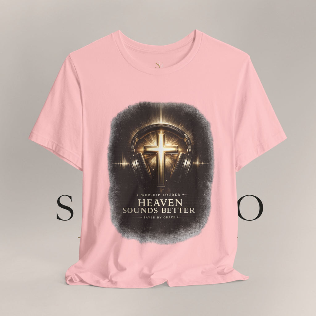 Youth Christian T‑Shirt - "Heaven Sounds Better" Cross Headphones Graphic Tee