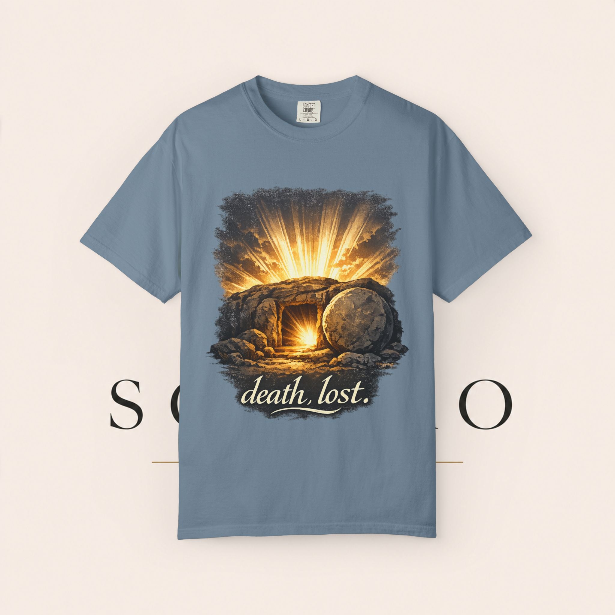 T-Shirt — Sunrise Tomb Graphic ‘death, lost.’ Memorial Tee