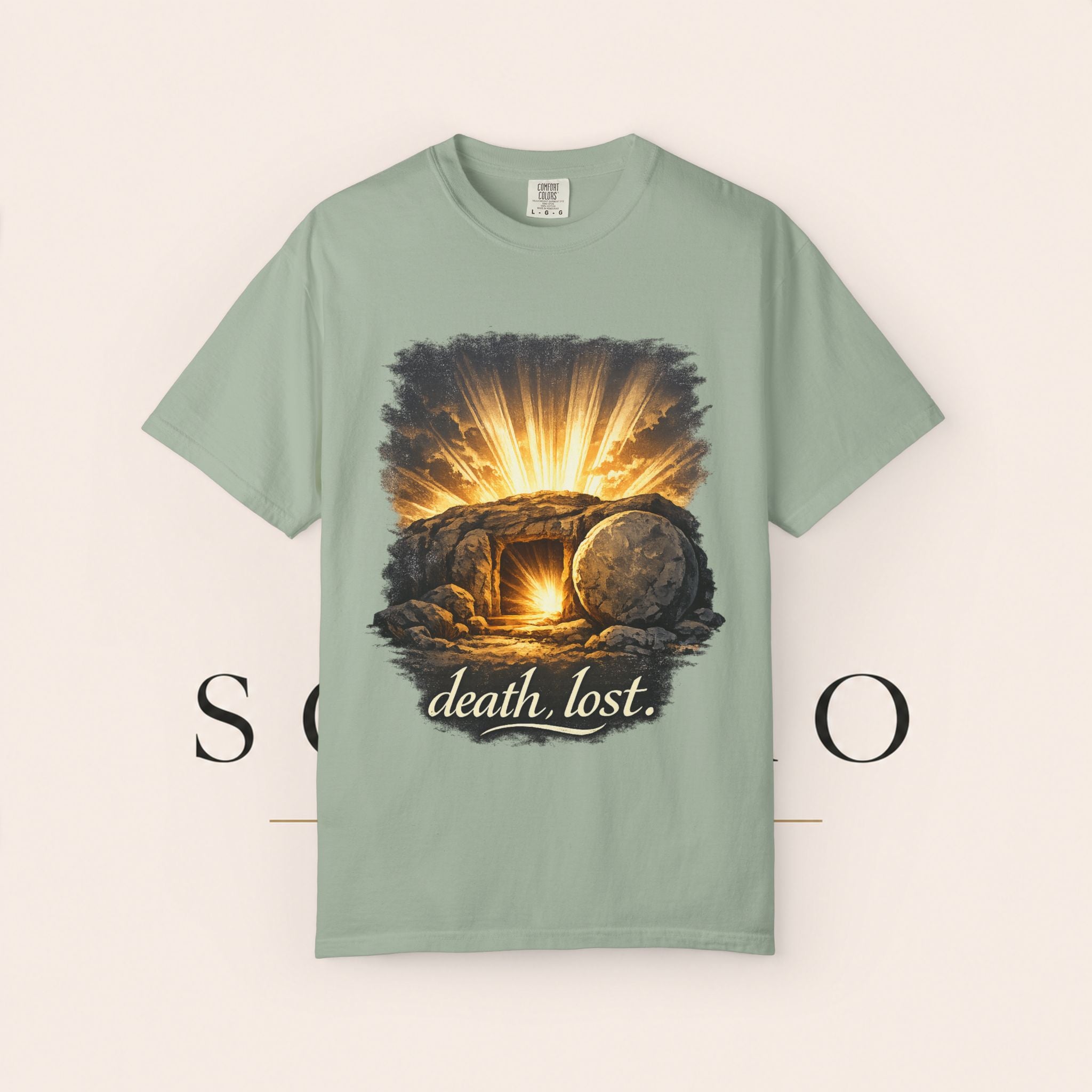 T-Shirt — Sunrise Tomb Graphic ‘death, lost.’ Memorial Tee