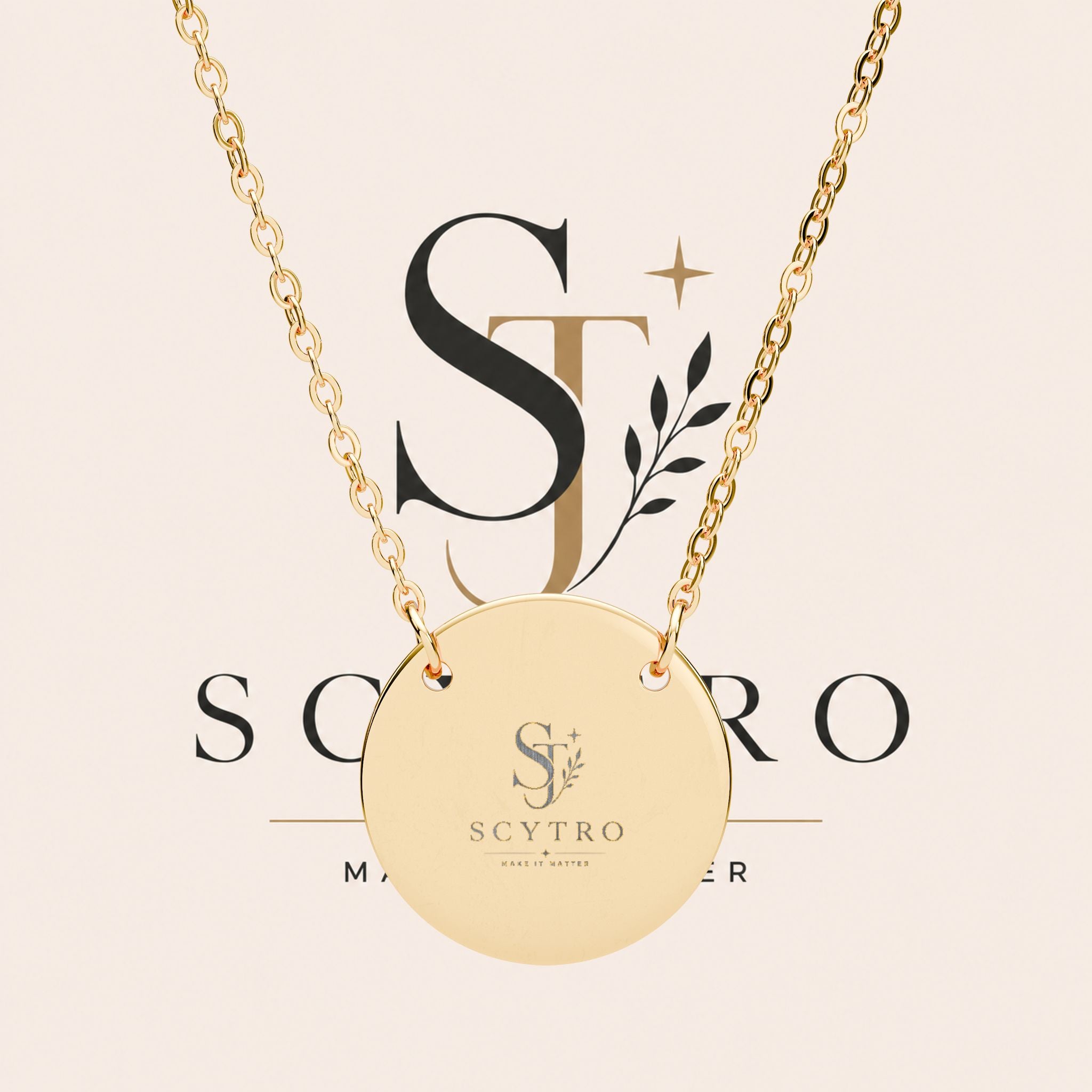 Engraved Circle Necklace — Personalized Monogram Pendant