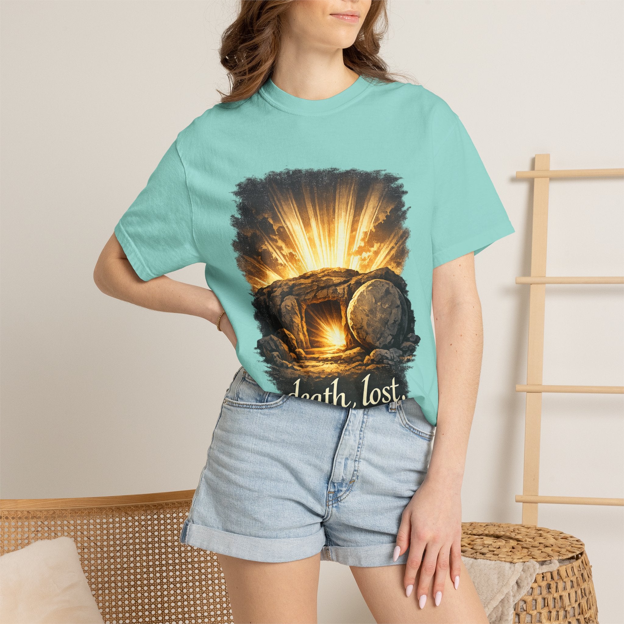 T-Shirt — Sunrise Tomb Graphic ‘death, lost.’ Memorial Tee