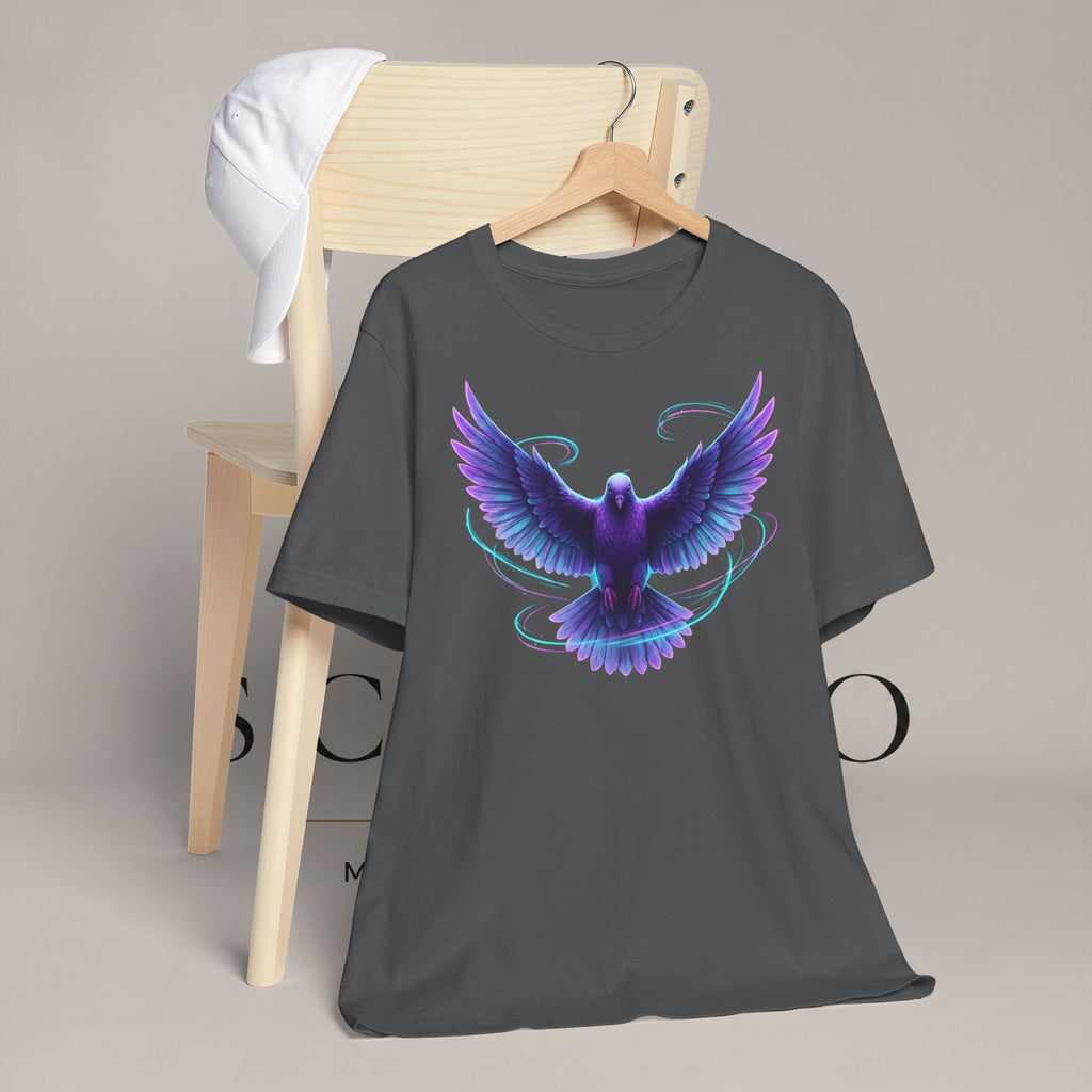 Mystic Raven Tee — Purple Glowing Dove Graphic T-Shirt