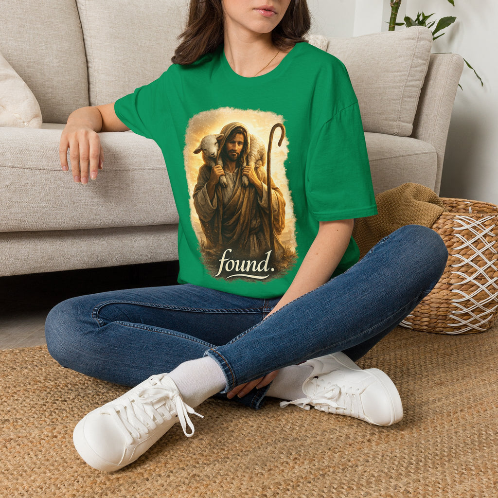 Jesus the Good Shepherd T-Shirt — 'Found.' Christian Faith Tee