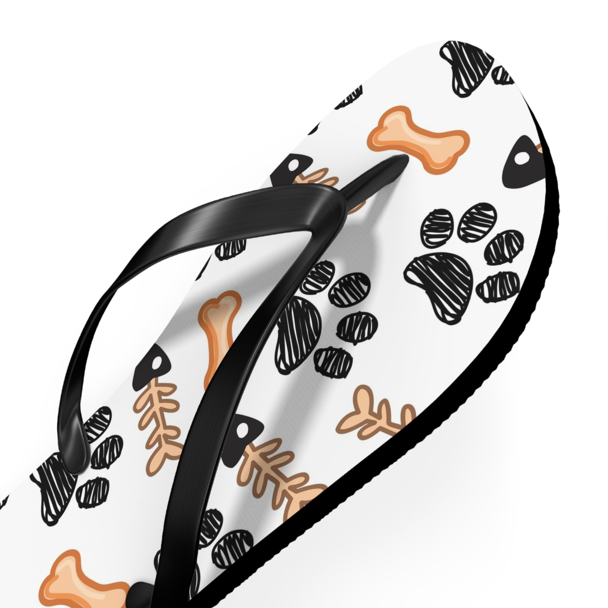 Dog Paw & Bone Flip Flops — Cute Pet Pattern Beach Sandals