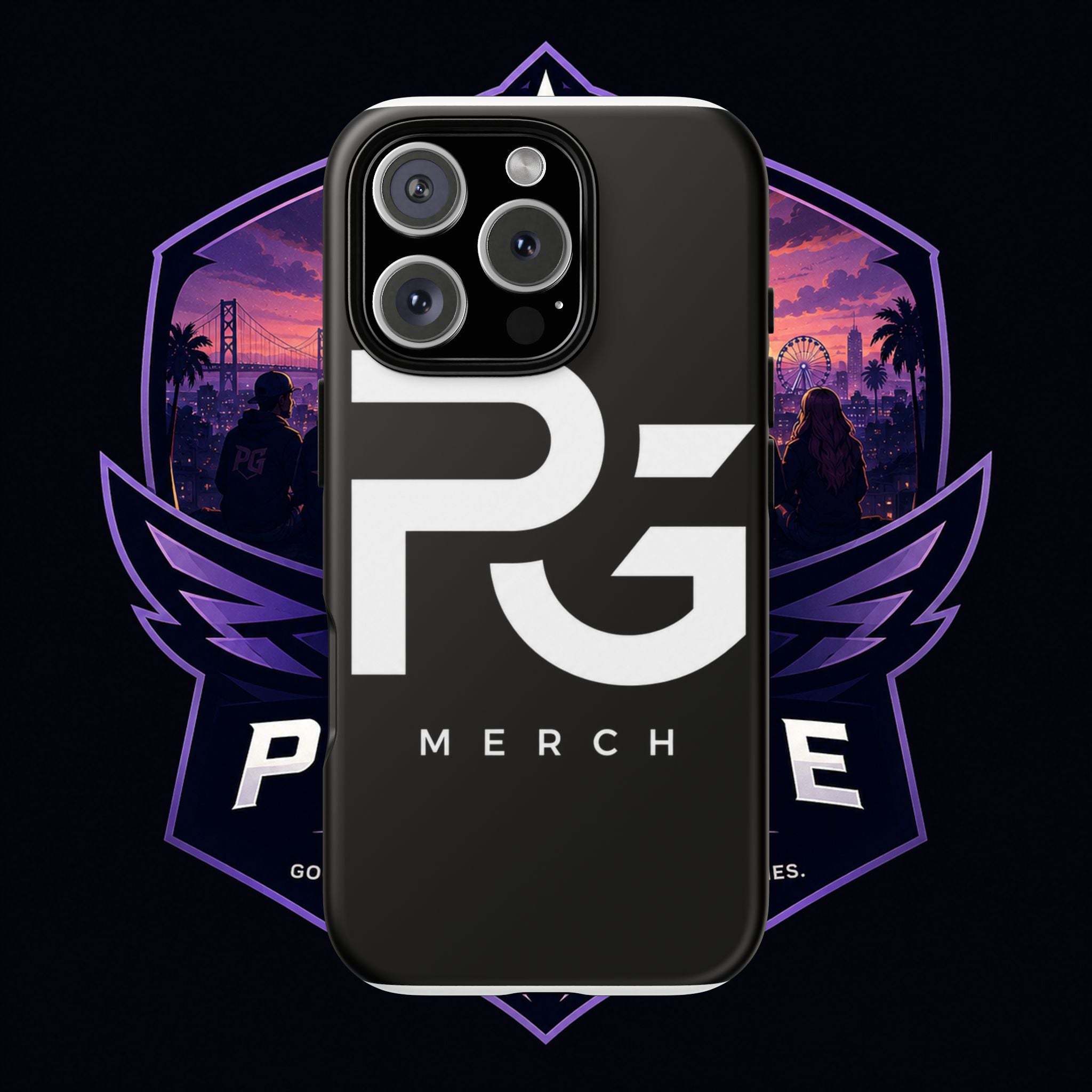 PG CUSTOMIZED RG Merch Tough Phone Case – Black Protective Phone Cover with Bold Logo
